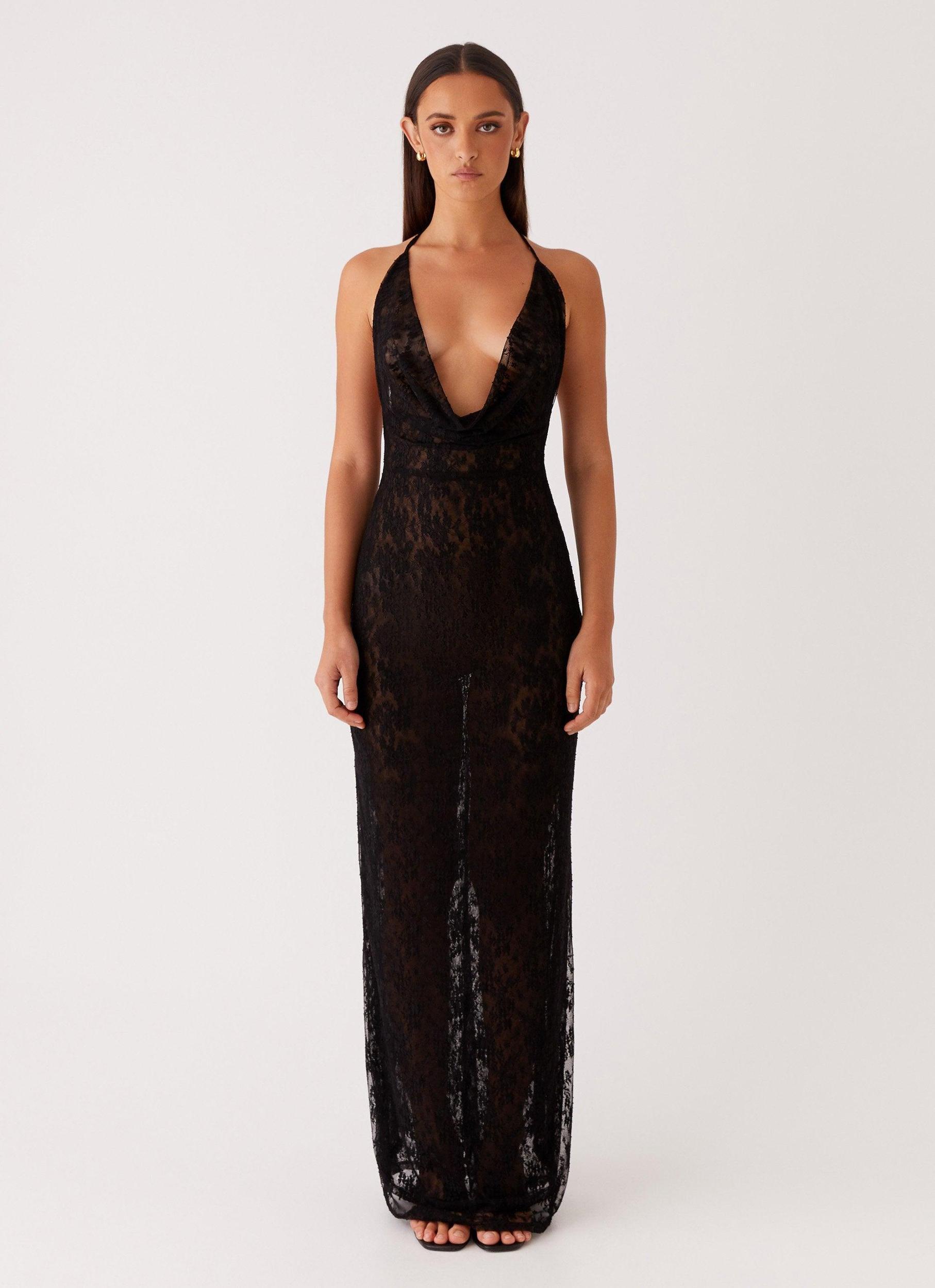 Champagne Coastline Maxi Dress - Black Product Image