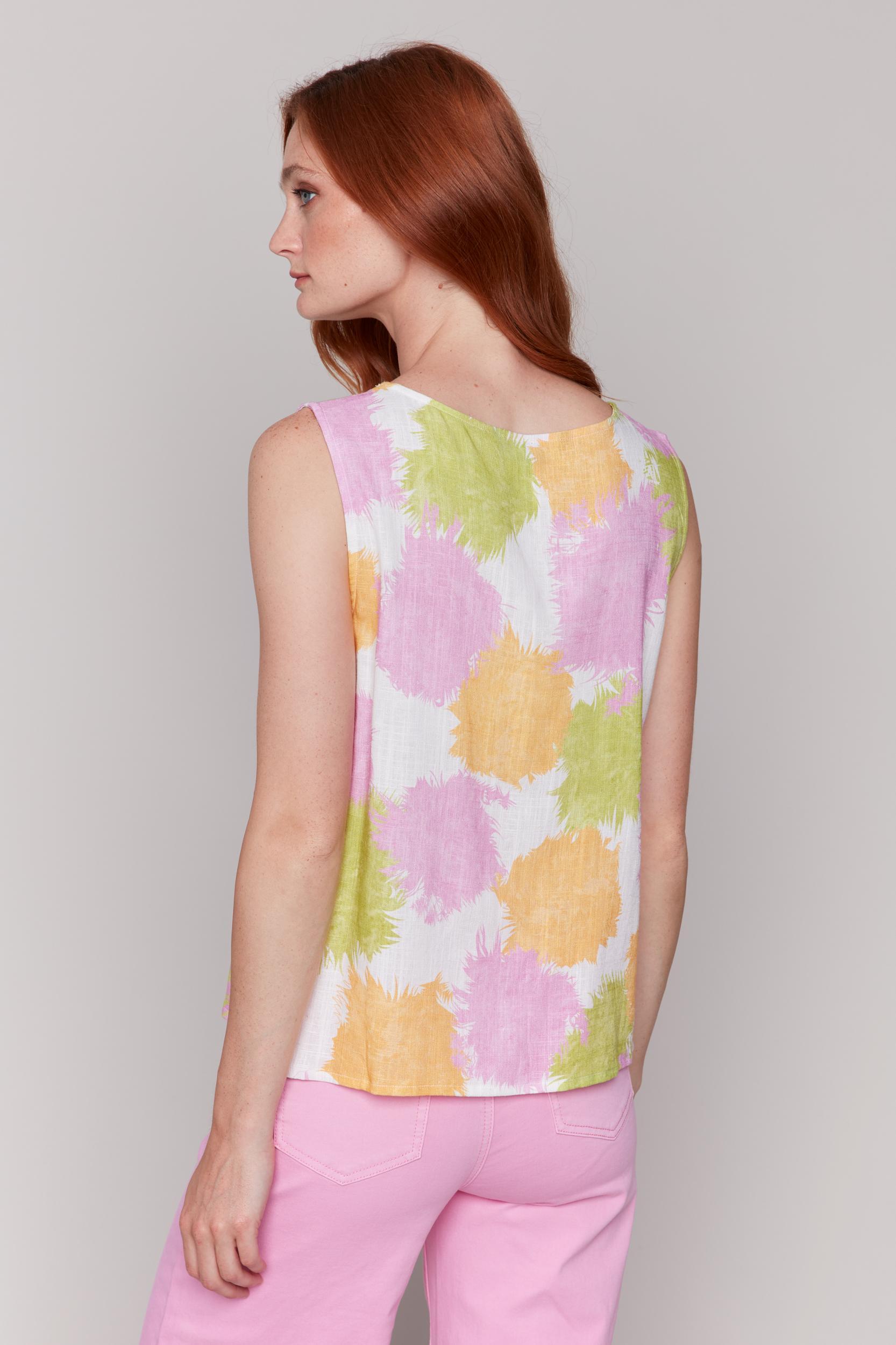 Printed Sleeveless Tank Top with Side Ties Product Image