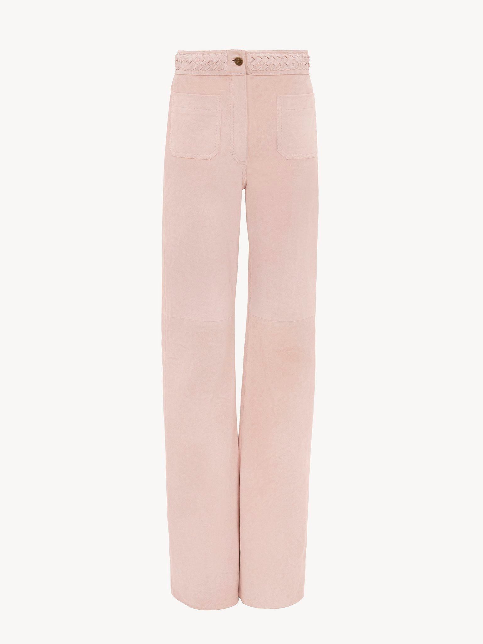 High-rise flared pants in suede Product Image
