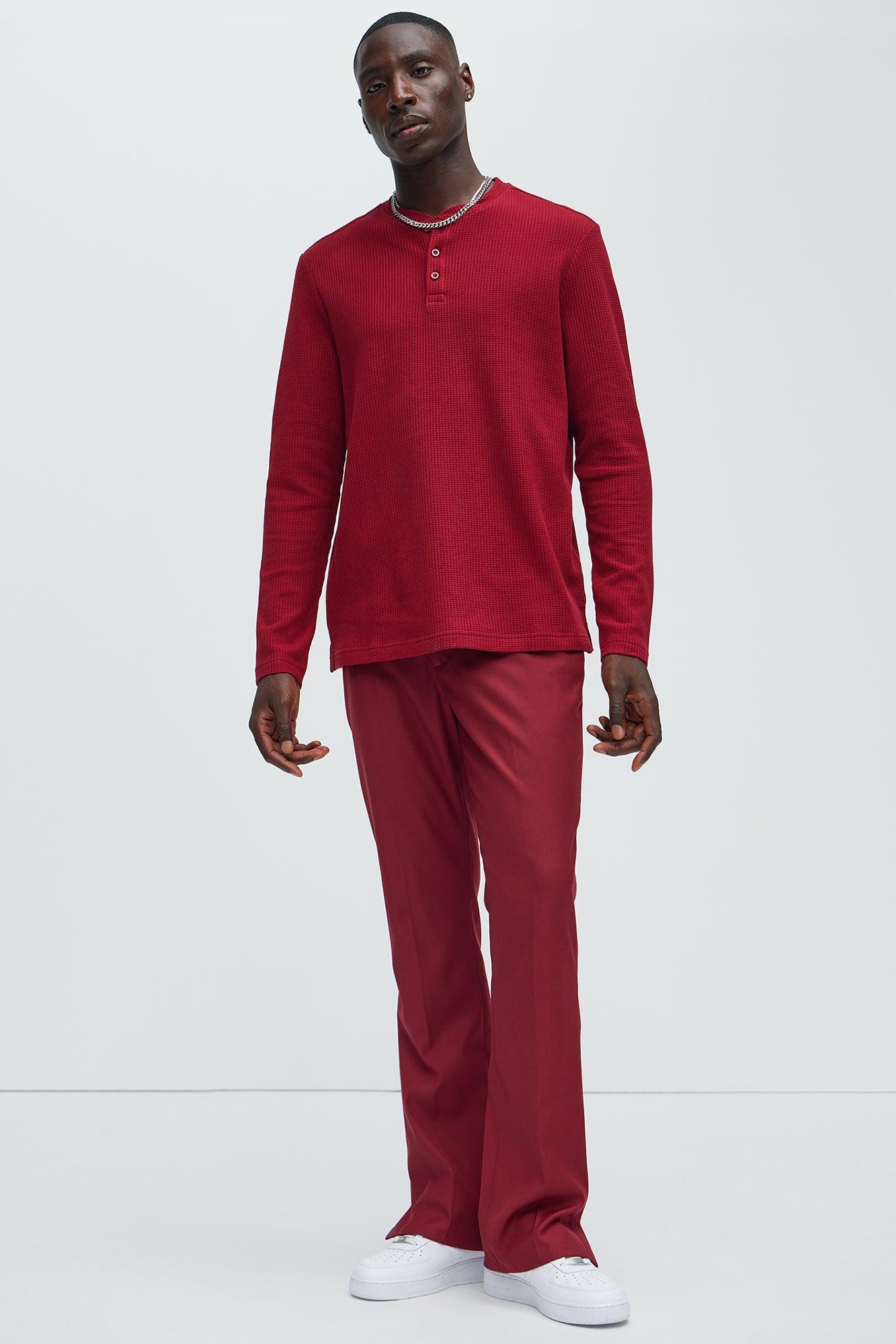 Wesley Long Sleeve Henley - Burgundy Product Image