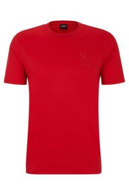 HUGO BOSS Interlock-cotton Regular-fit T-shirt With Special Artwork In Red Product Image