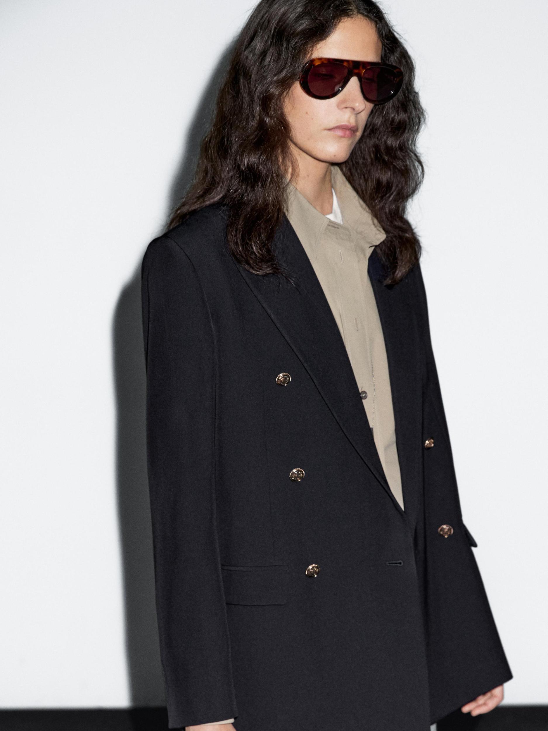 Wool blend blazer with gold buttons Product Image