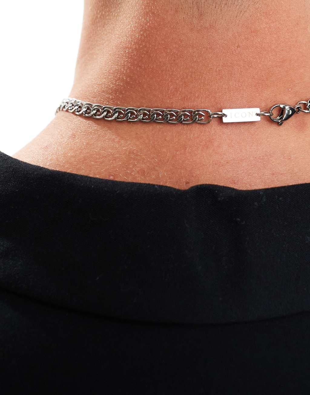 Icon Brand stainless steel scroll chain necklace in silver Product Image