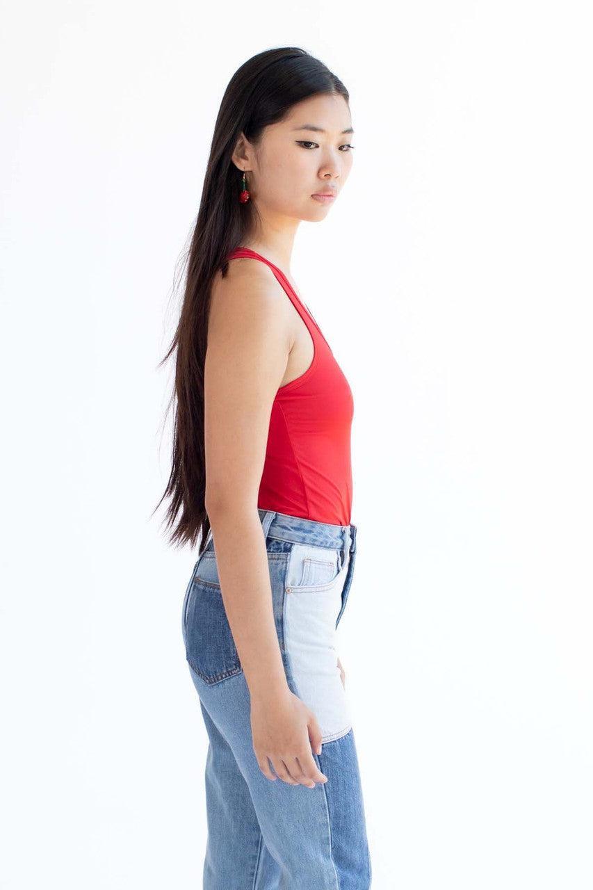 Red Solid Racerback Bodysuit Product Image