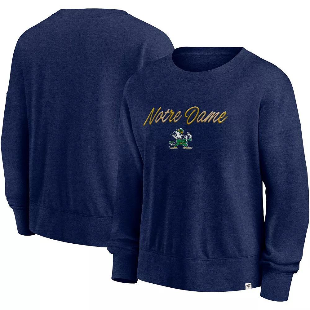 Women's Fanatics Branded Heather Navy Notre Dame Fighting Irish Script Pullover Sweatshirt, Size: Medium, Blue Product Image