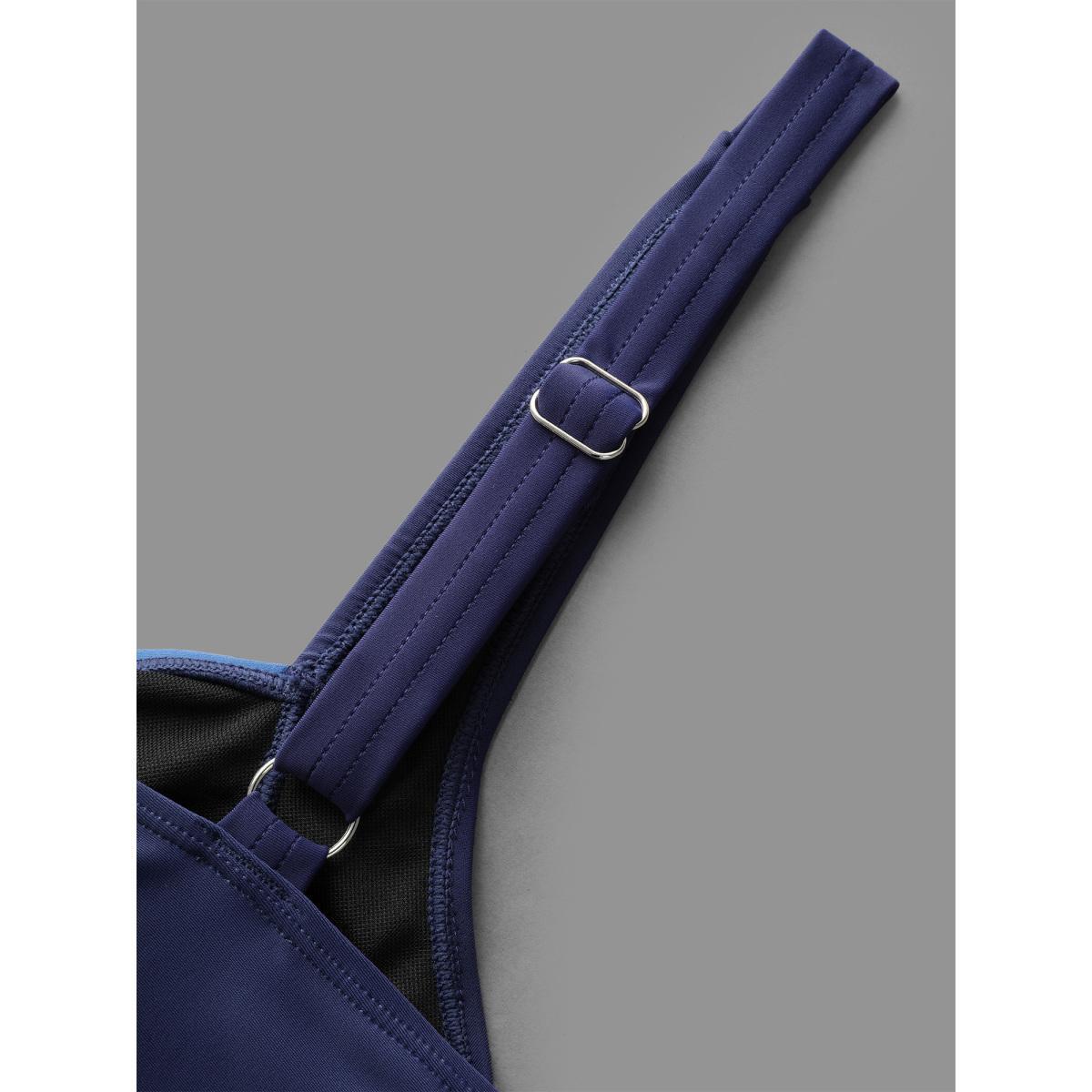 Plus Size Twist Front Adjustable Straps Swim Dress Women's Swimwear Indigo Beach Bodycon Heart neckline High stretch Curve Swim Dresses BloomChic 10/M Product Image