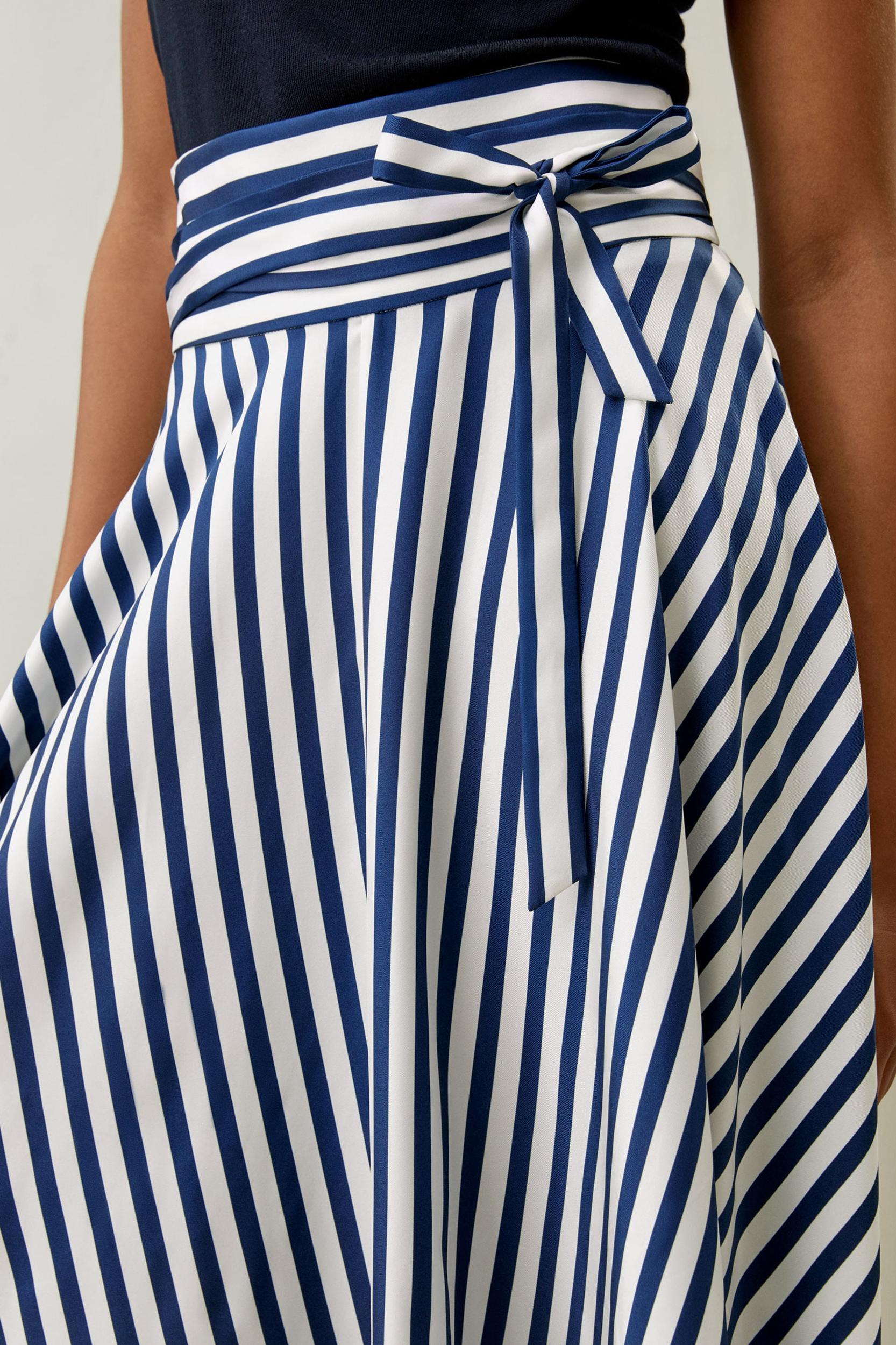 Silk Striped Midi Skirt Product Image