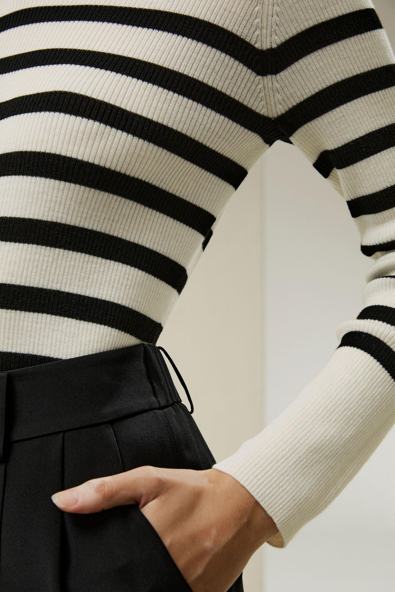 Striped Ultra-fine Merino Wool Sweater Product Image