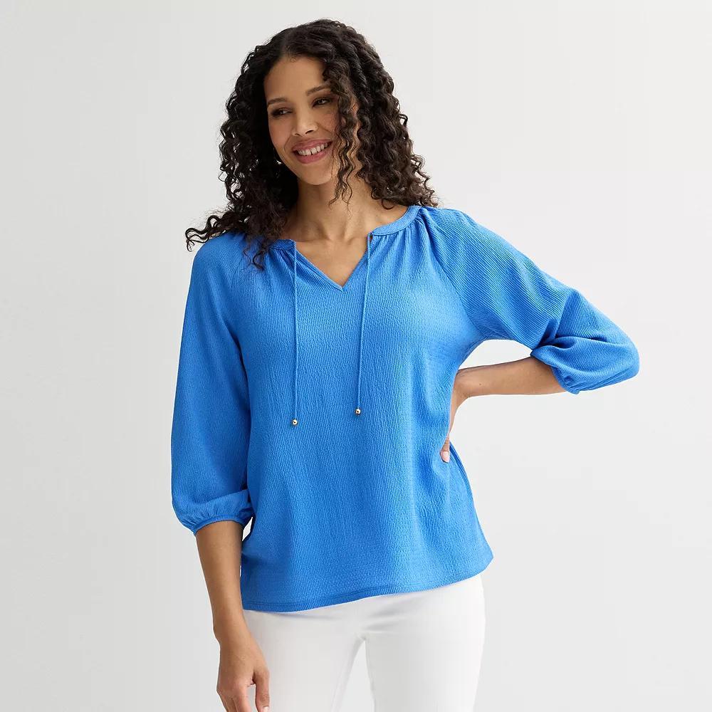 Women's Croft & Barrow® 3/4-Sleeve Peasant Top, Size: XL, Valen River Product Image