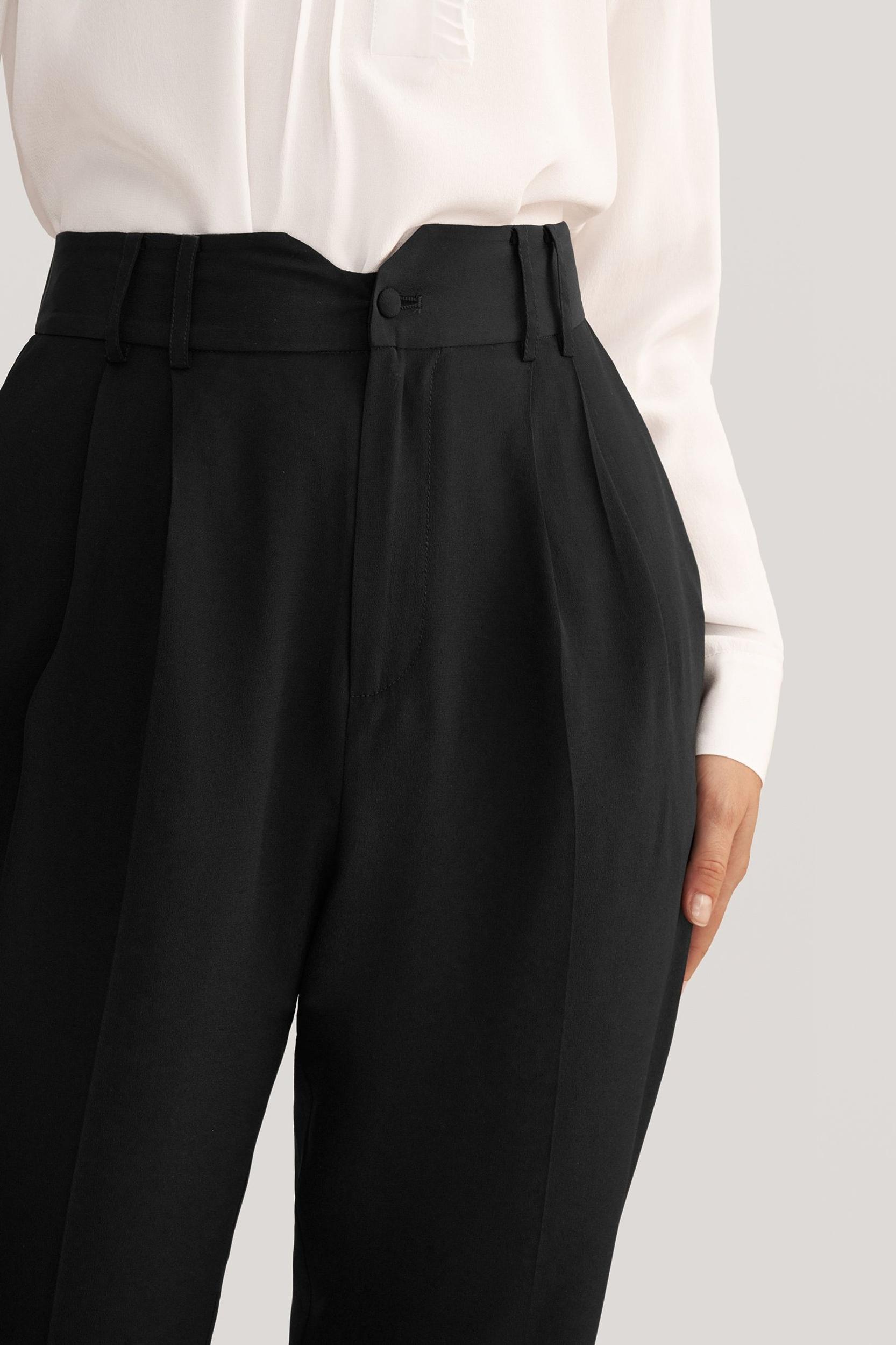 Tucked Tapered Silk Pants Product Image