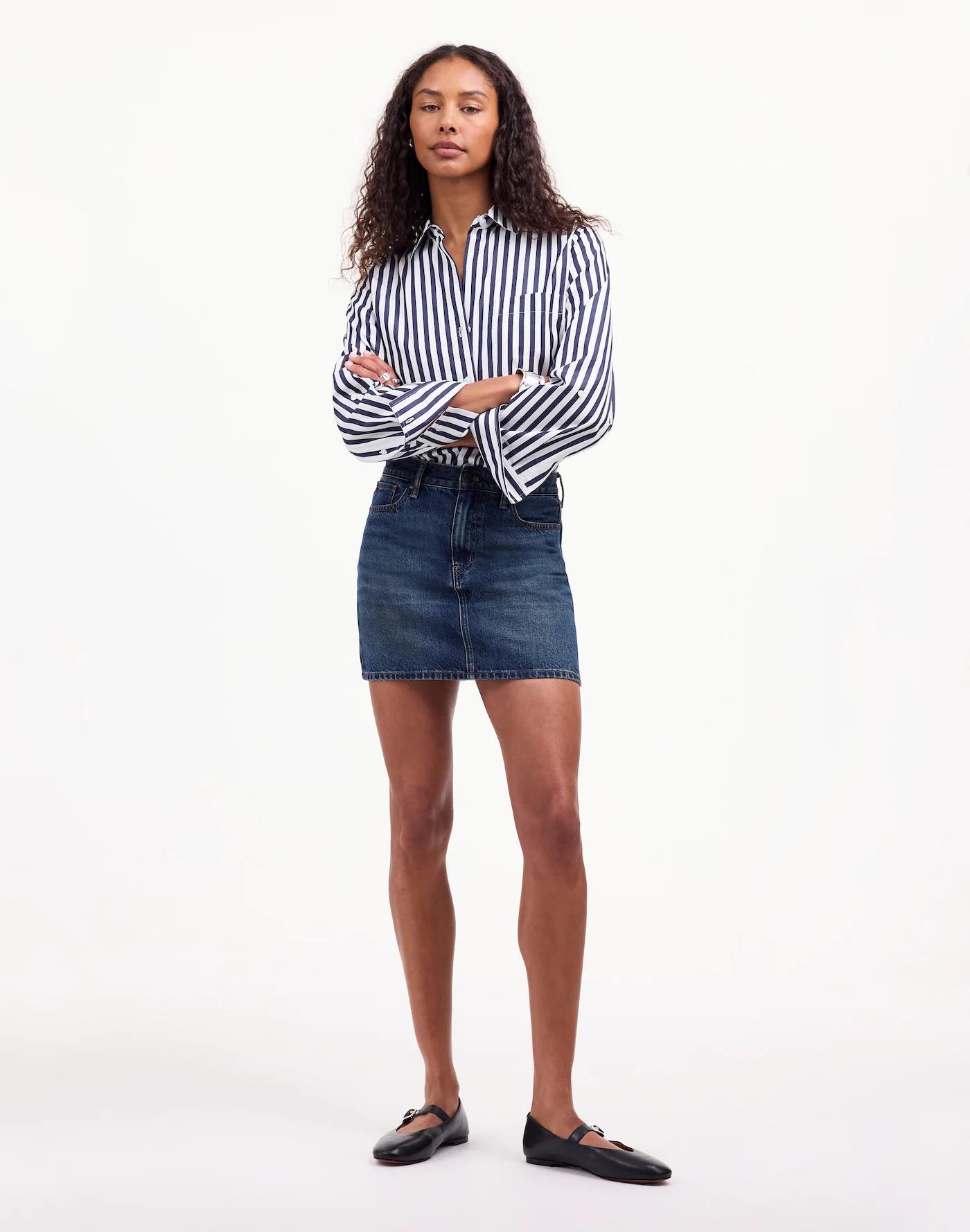 Easy Y-Neck Button-Up Shirt Product Image