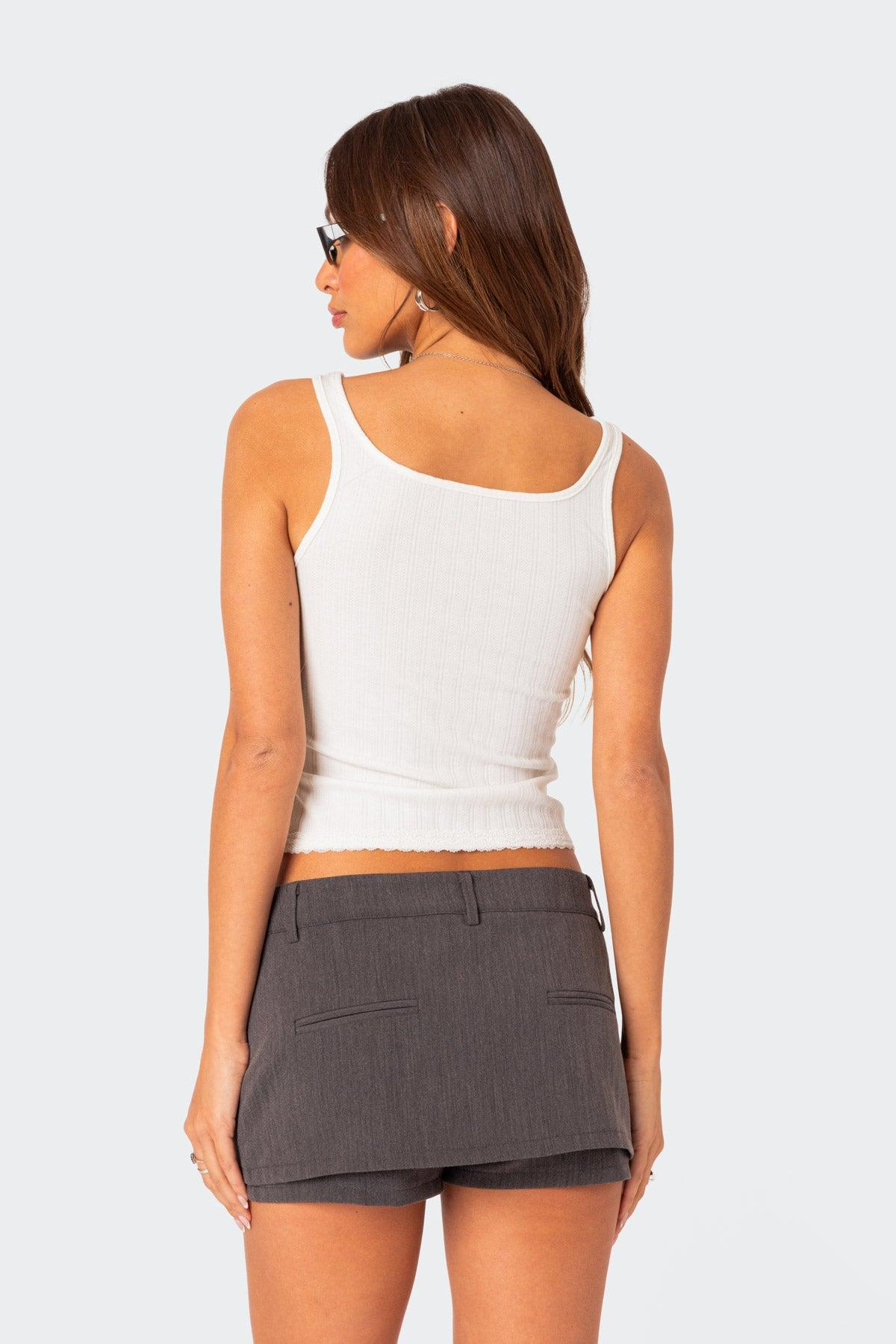 Bow Cutout Pointelle Tank Top Product Image