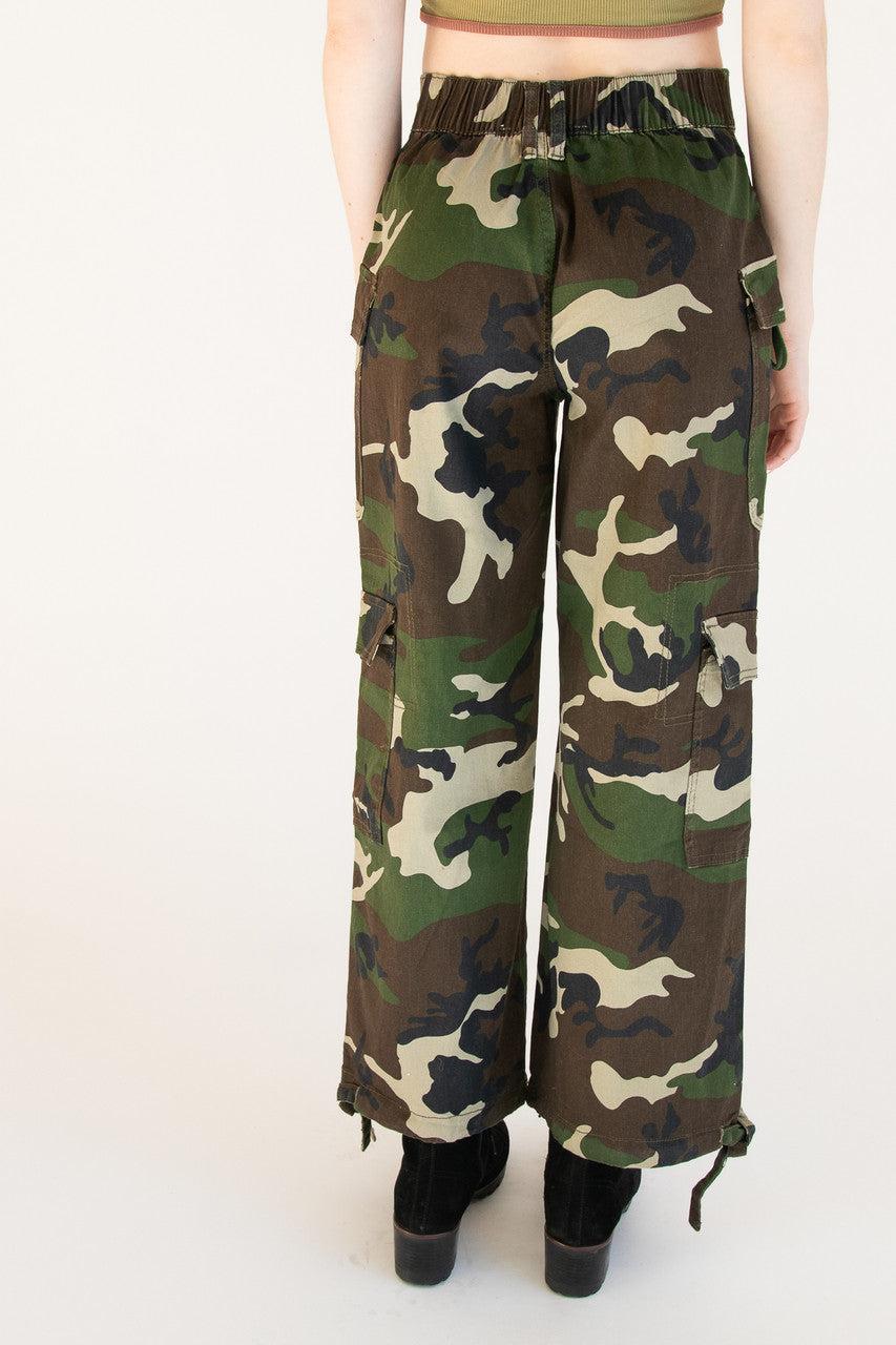 Drawstring Camo Cargo Pants Product Image