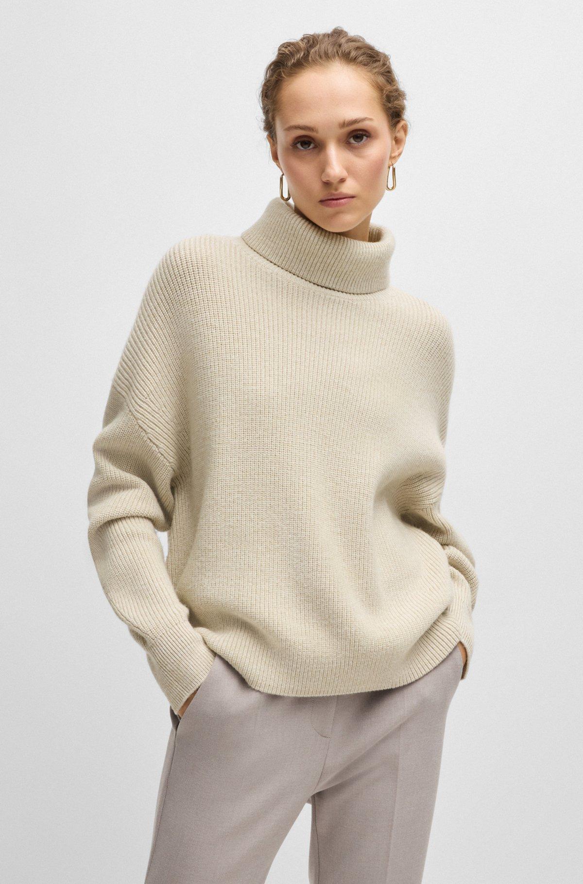 Ribbed rollneck sweater in wool Product Image