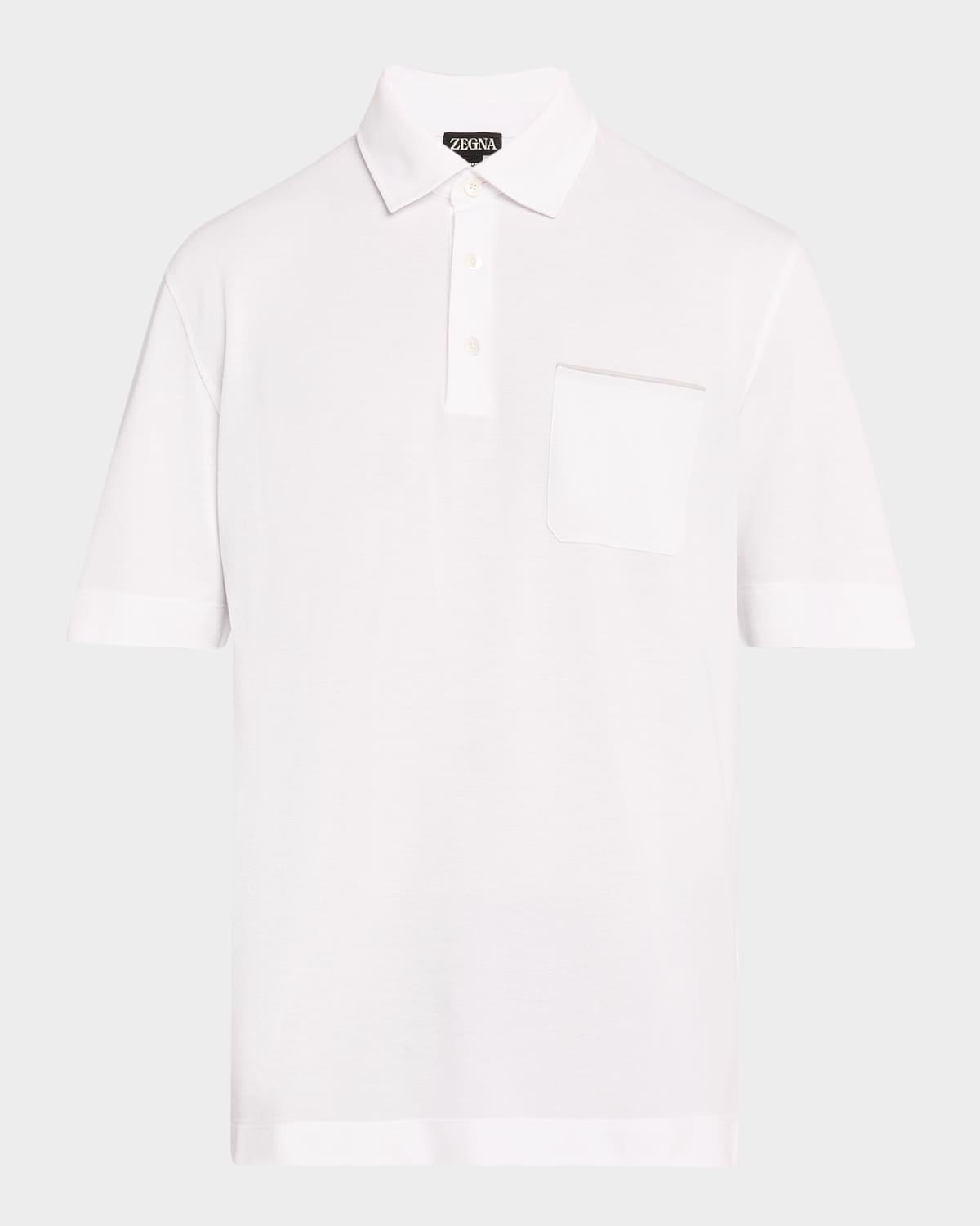 Mens Pique Polo Shirt with Leather-Trim Pocket Product Image