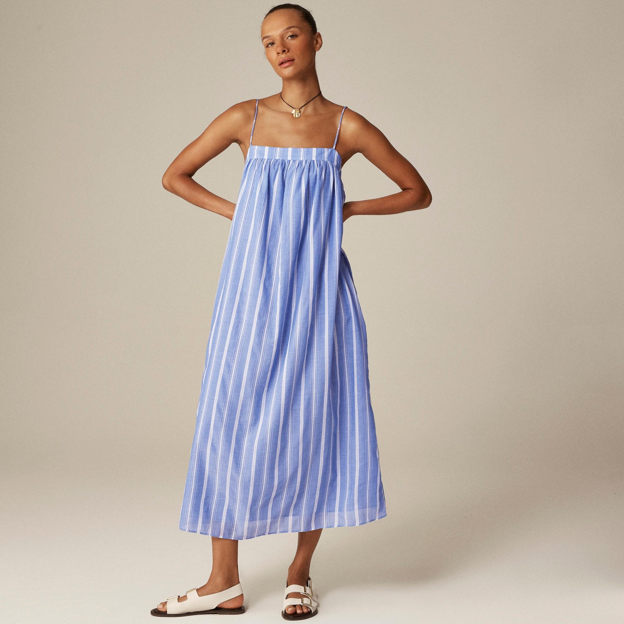 Floaty midi dress in striped cotton voile Product Image