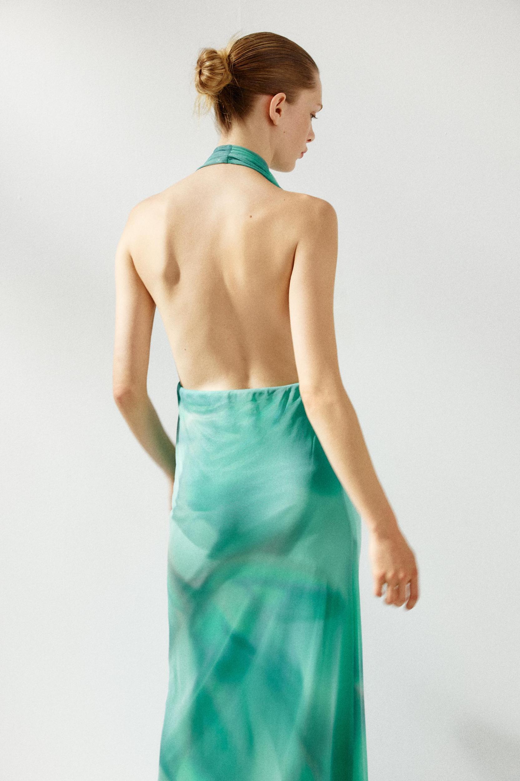 PRINTED TULLE LONG DRESS Product Image