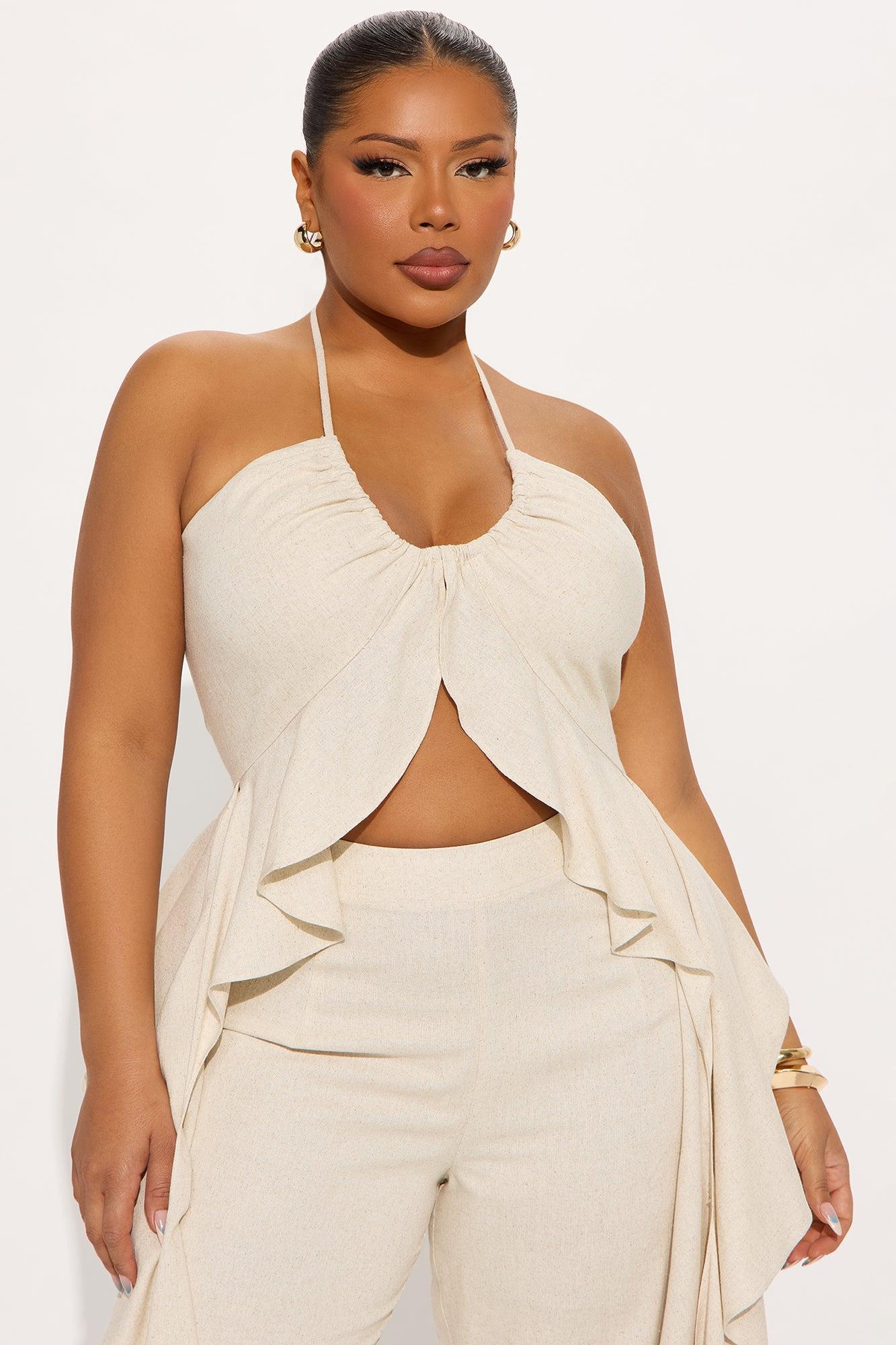 Crystal Shores Flowy Linen Pant Set - Taupe Female Product Image