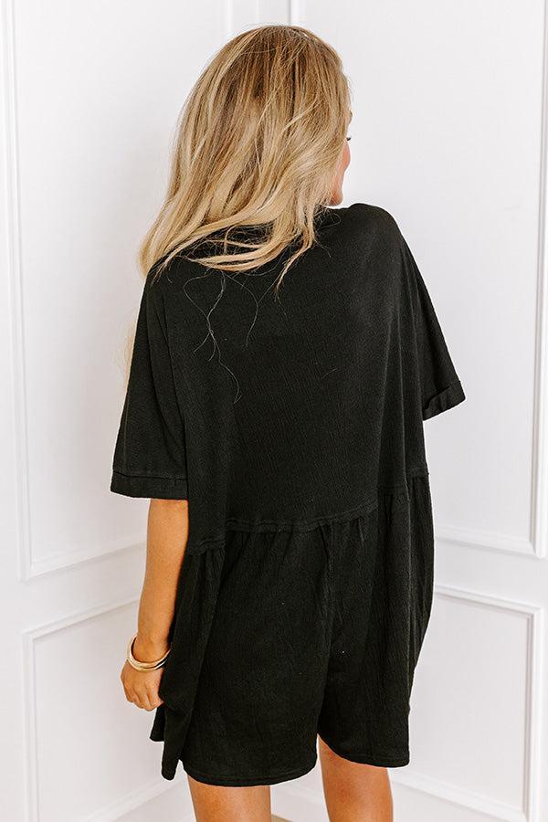 Comfy Chic Button Down Romper in Black Product Image