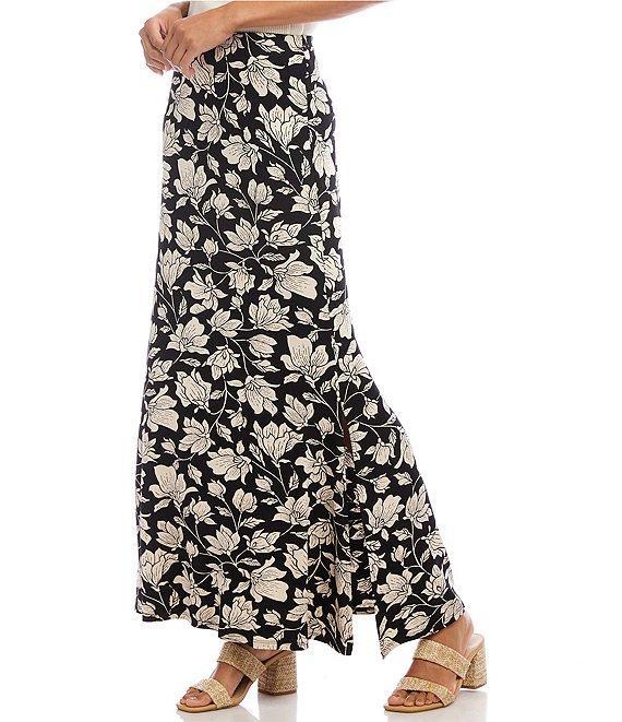 Karen Kane Floral High Rise Maxi Flare Pull-On Skirt Product Image