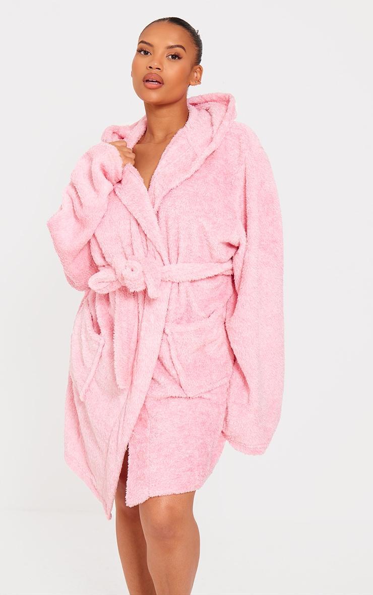 PRETTYLITTLETHING Plus Pink Fluffy Bath Robe Product Image