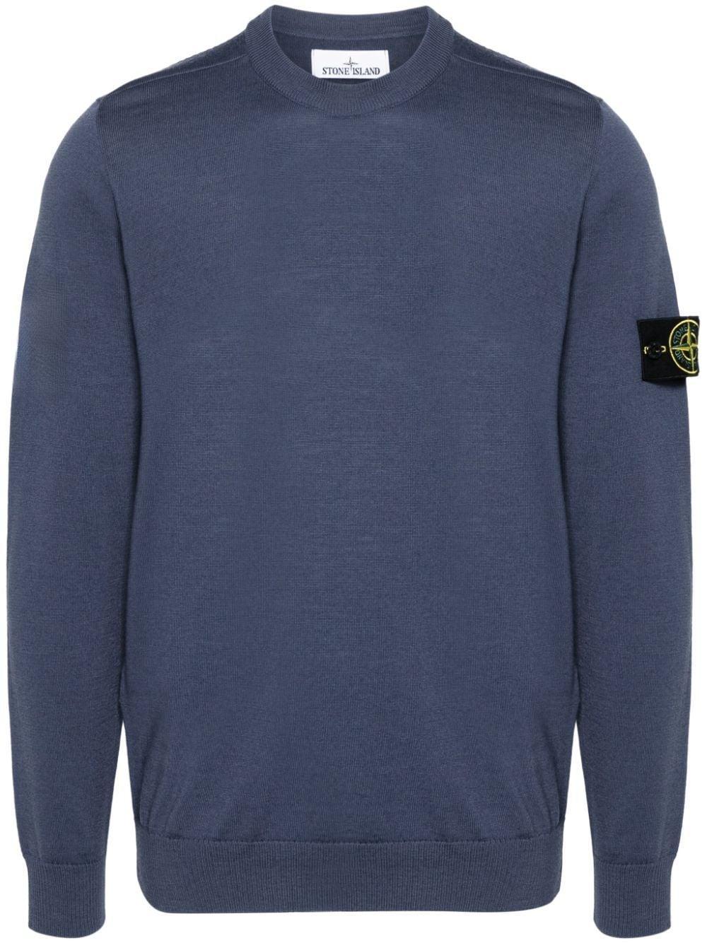 STONE ISLAND Wool Jumper In Blue Product Image