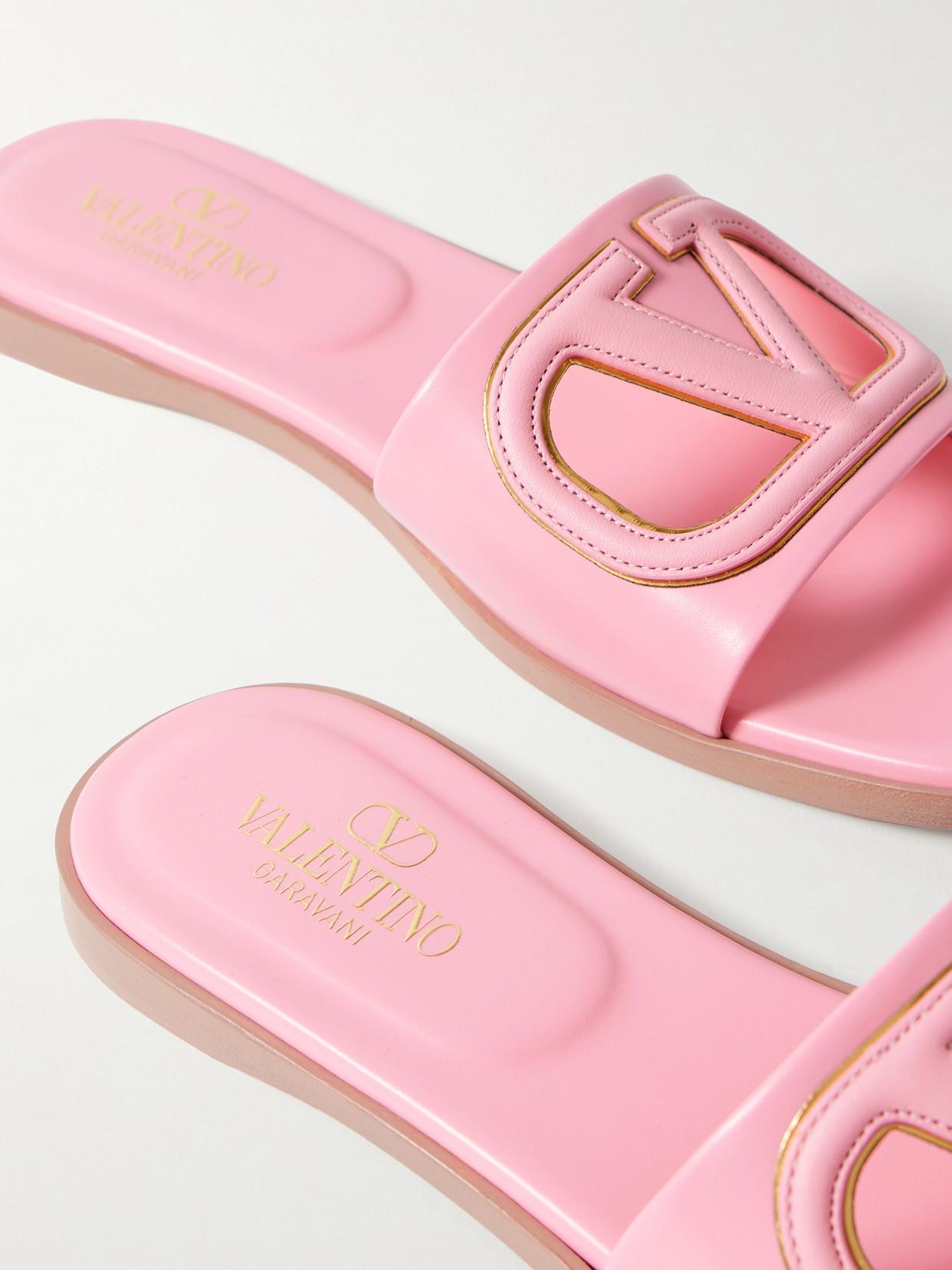 Vlogo Cutout Leather Slides In Pink Product Image