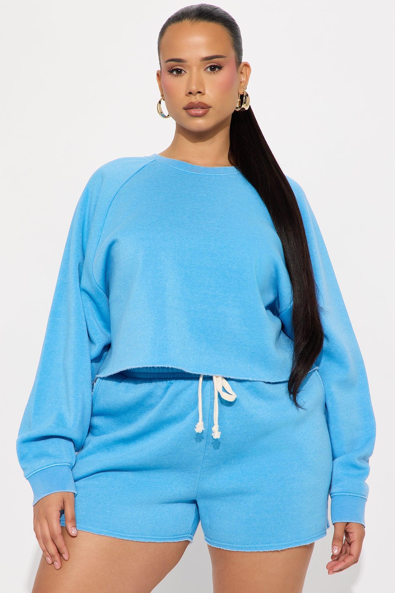 So Soft Washed Fleece Short Set - Blue Product Image