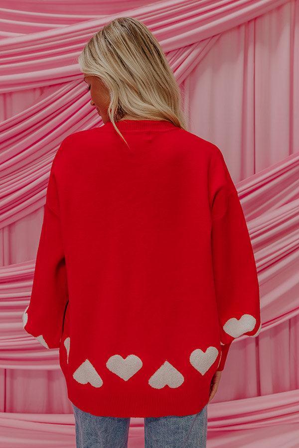 Open Heart Knit Sweater in Red Product Image
