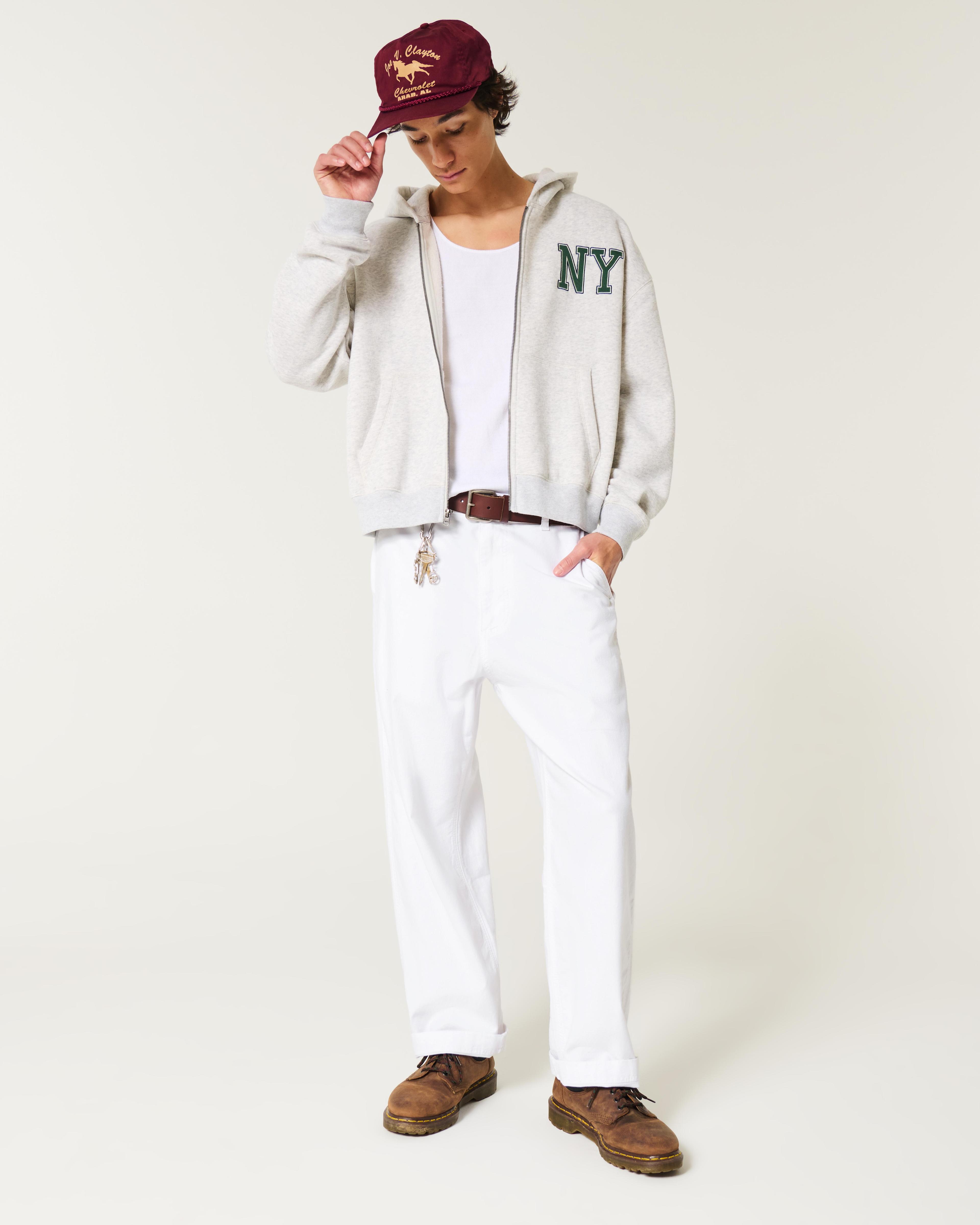 Linen-Blend Flex-Waist Baggy Pants Product Image