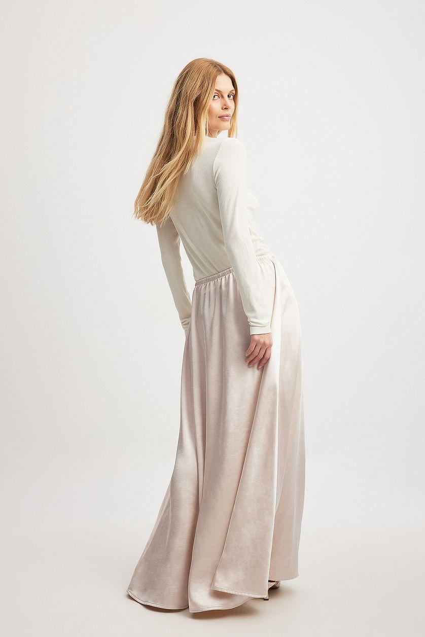 Drawstring Satin Maxi Skirt Product Image
