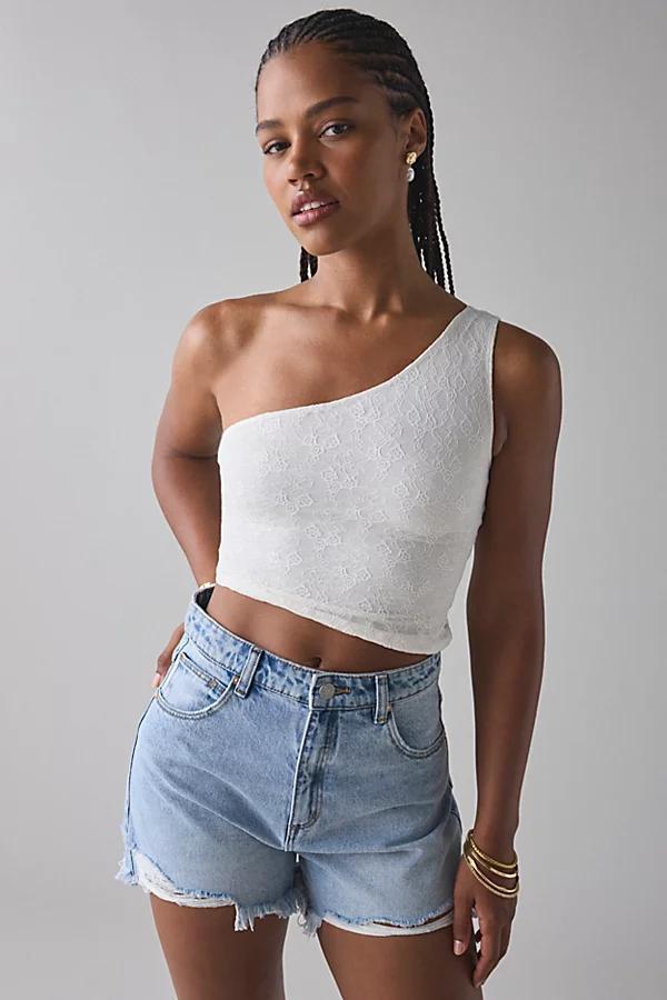 Urban Outfitters UO Harlow Lace Asymmetrical One-Shoulder Crop Top Womens at Urban Outfitters Product Image