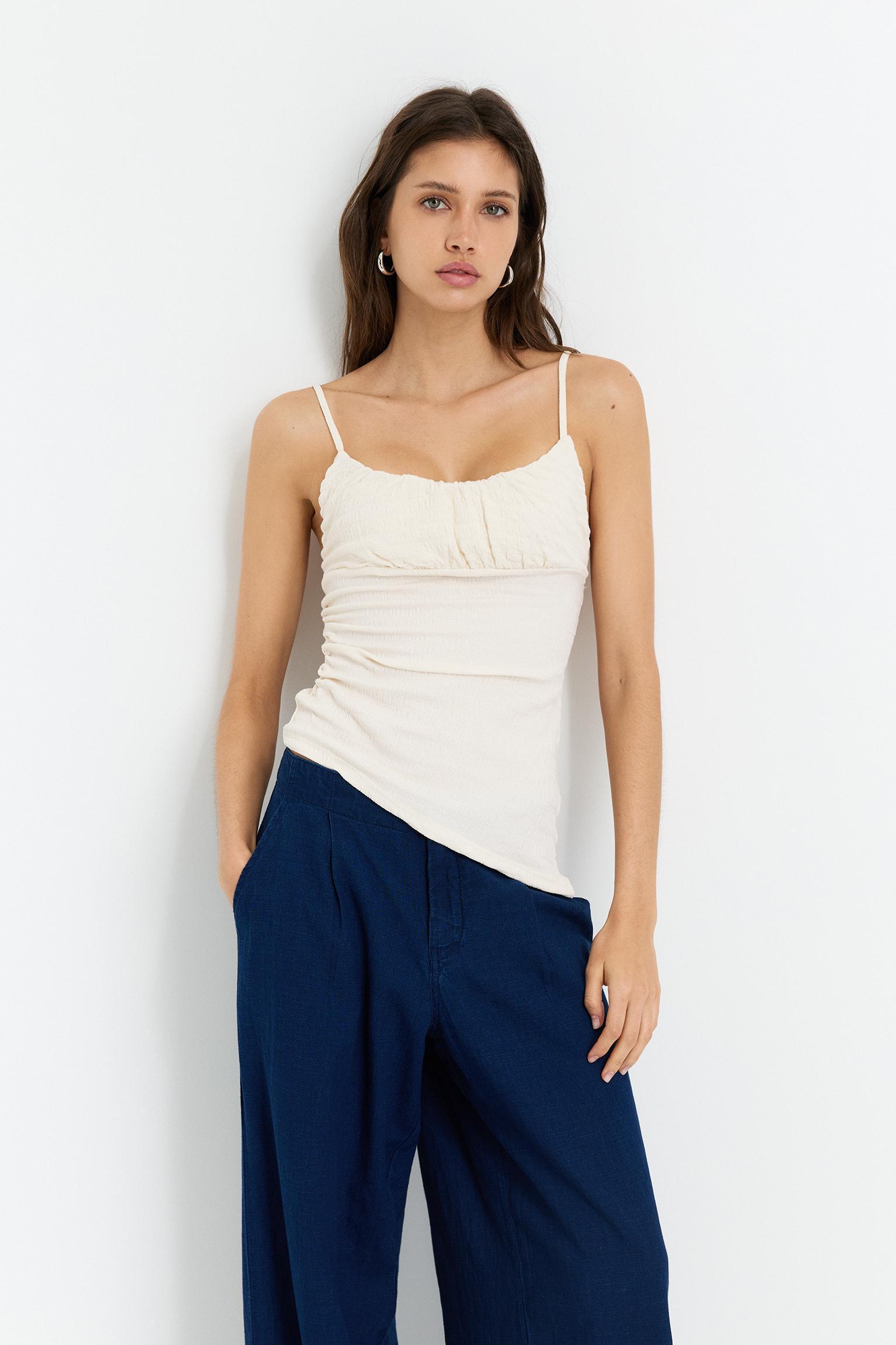 Asymmetric crepe top Product Image