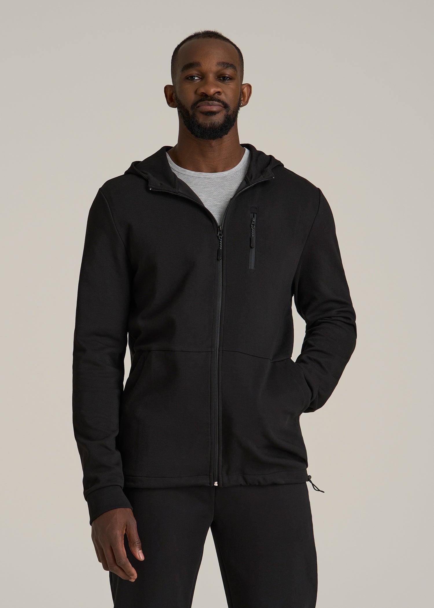 Tall Men's Tech-Knit Long Track Jacket in Black Product Image