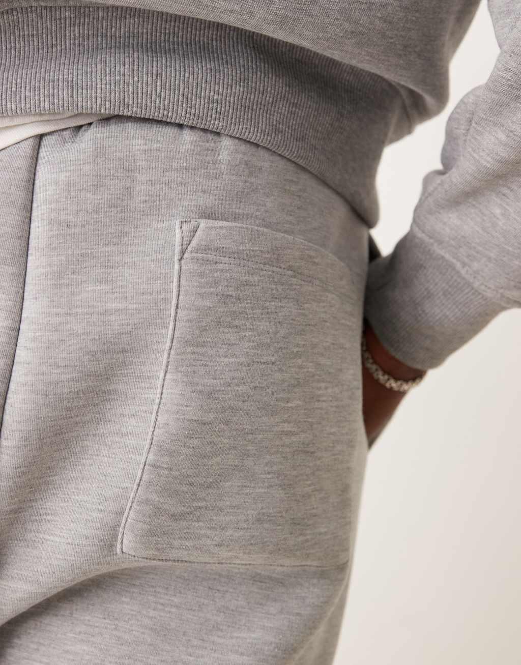 ASOS DESIGN wide leg scuba sweatpants in gray heather Product Image