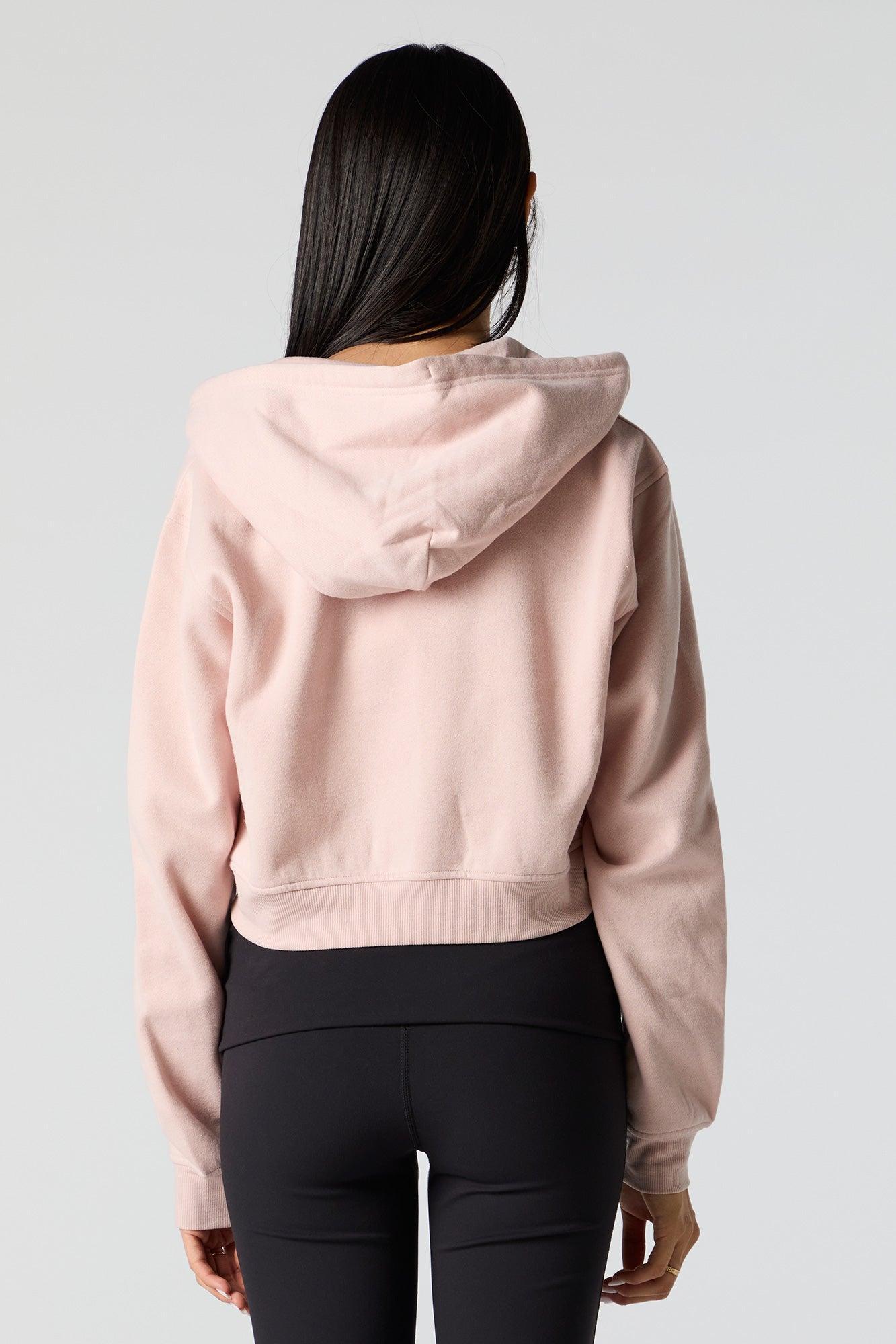 Fleece Cropped Zip-Up Hoodie Female Product Image