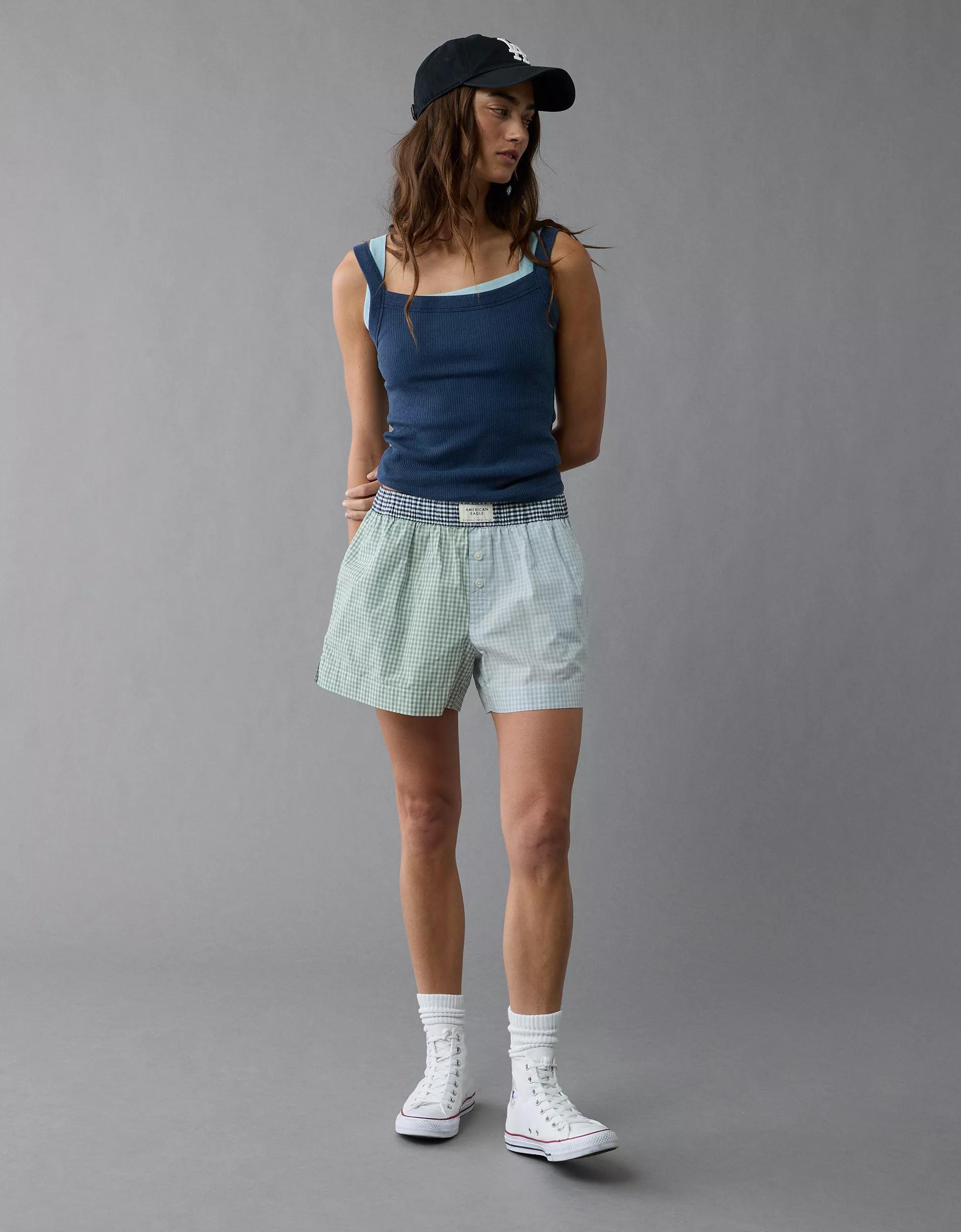 AE Gingham Colorblock Boxer Sleep Short Product Image