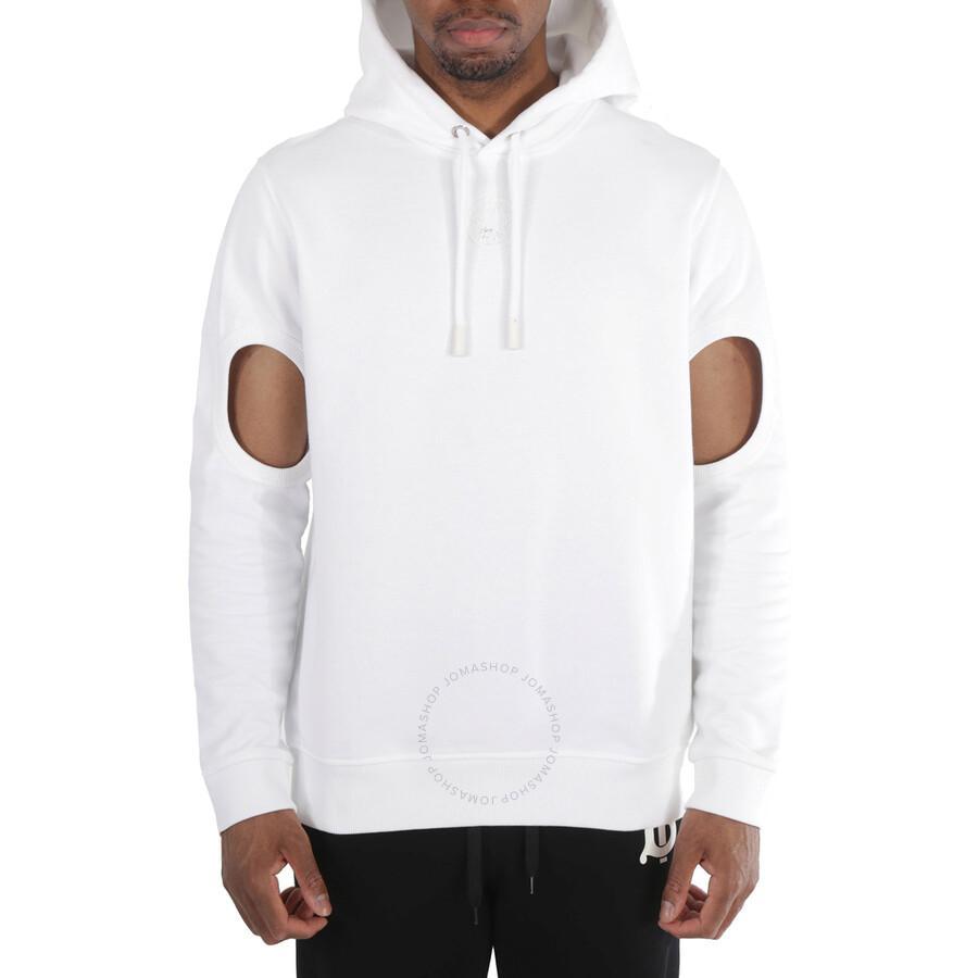 BURBERRY Optic White Globe Graphic Cut-out Sleeve Hoodie Product Image