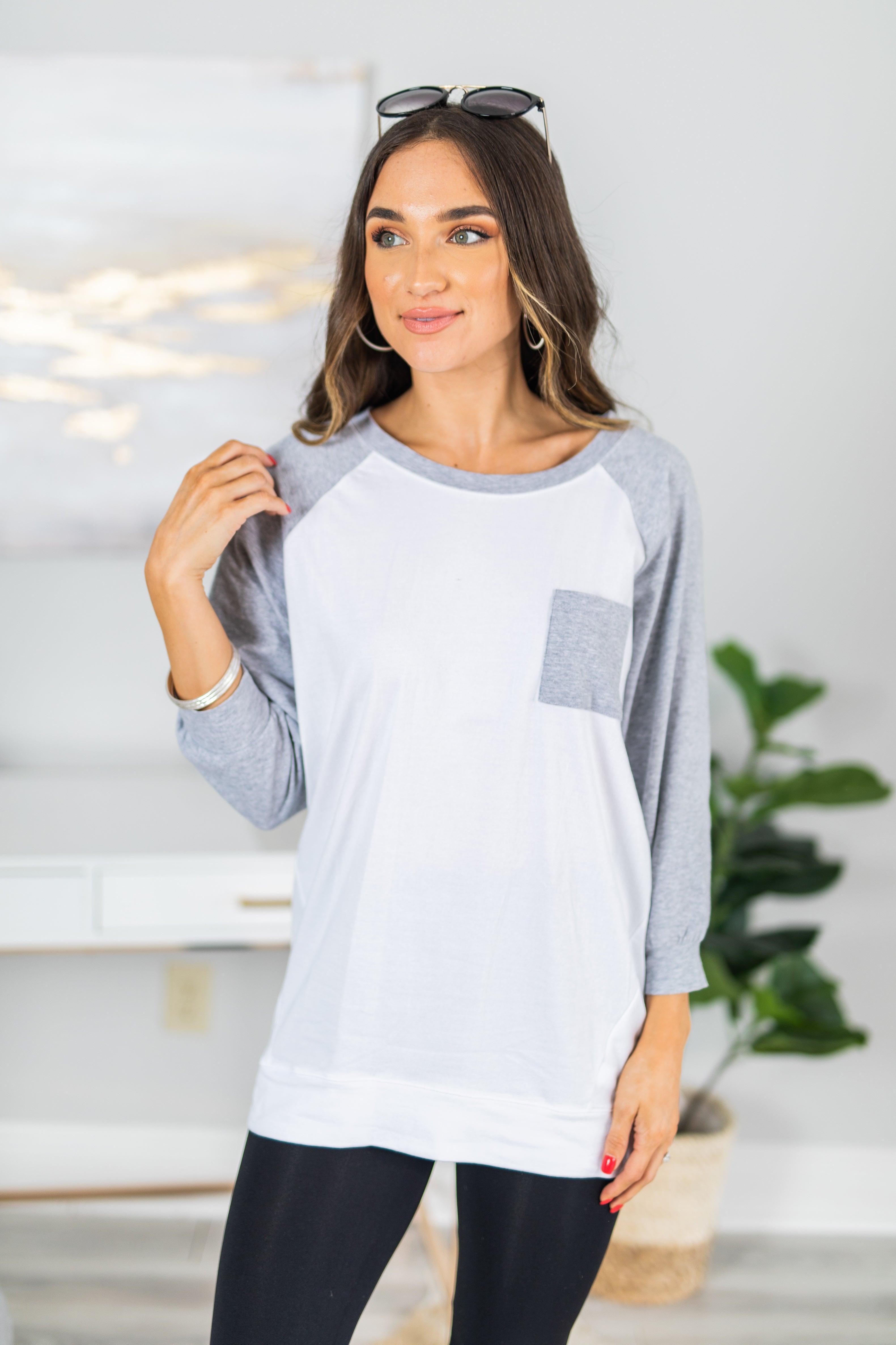 Slouchy Dolman Gray Raglan Tunic w/Pocket Female Product Image