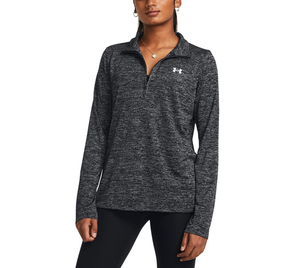 Under Armour Womens Twist Tech Quarter-Zip Logo Top - Halo Gray / Product Image