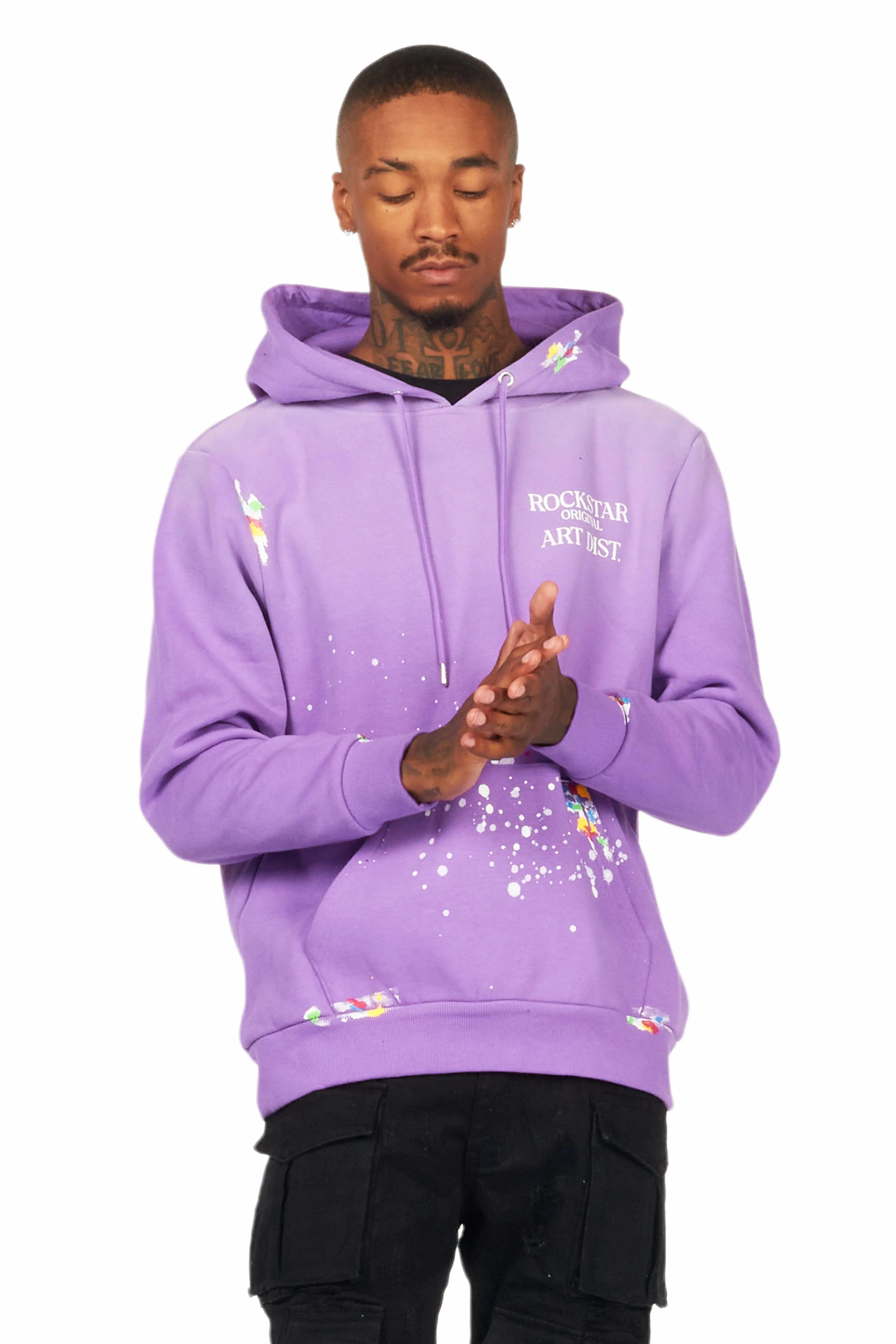 Rockstar Art Dist. Purple Graphic Hoodie Male Product Image