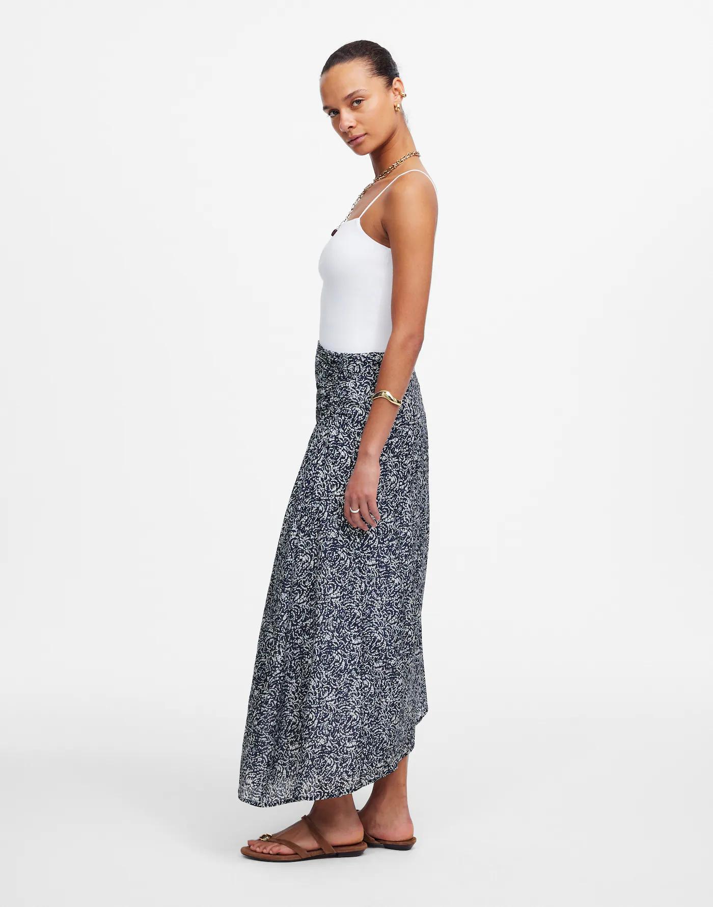 Ruched Asymmetric Midi Skirt Product Image