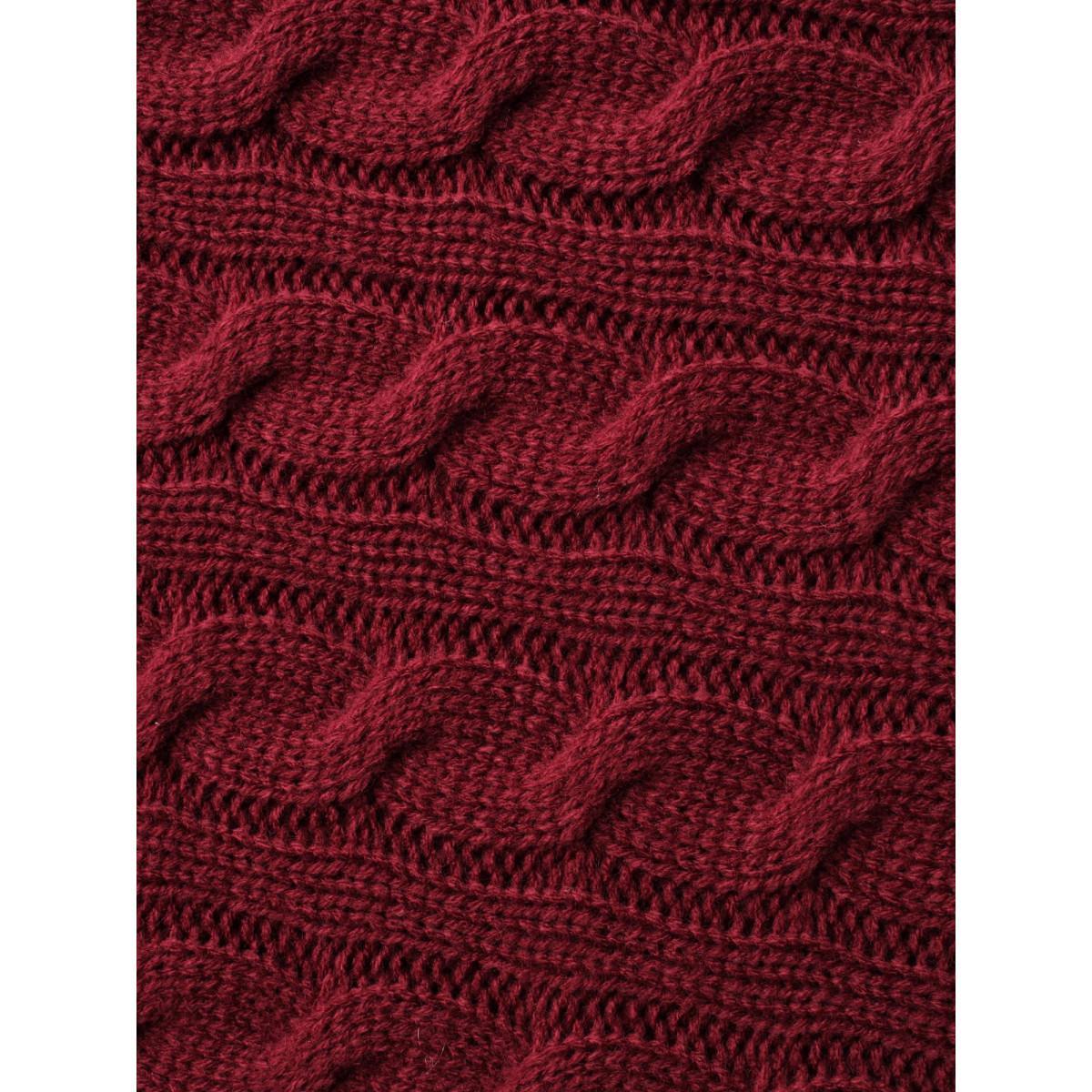 Plus Size Cable Knit Dolman Sleeve Pullover Deepred Women Casual Loose Long Sleeve Boat Neck Everyday Pullovers BloomChic 28/5X Product Image