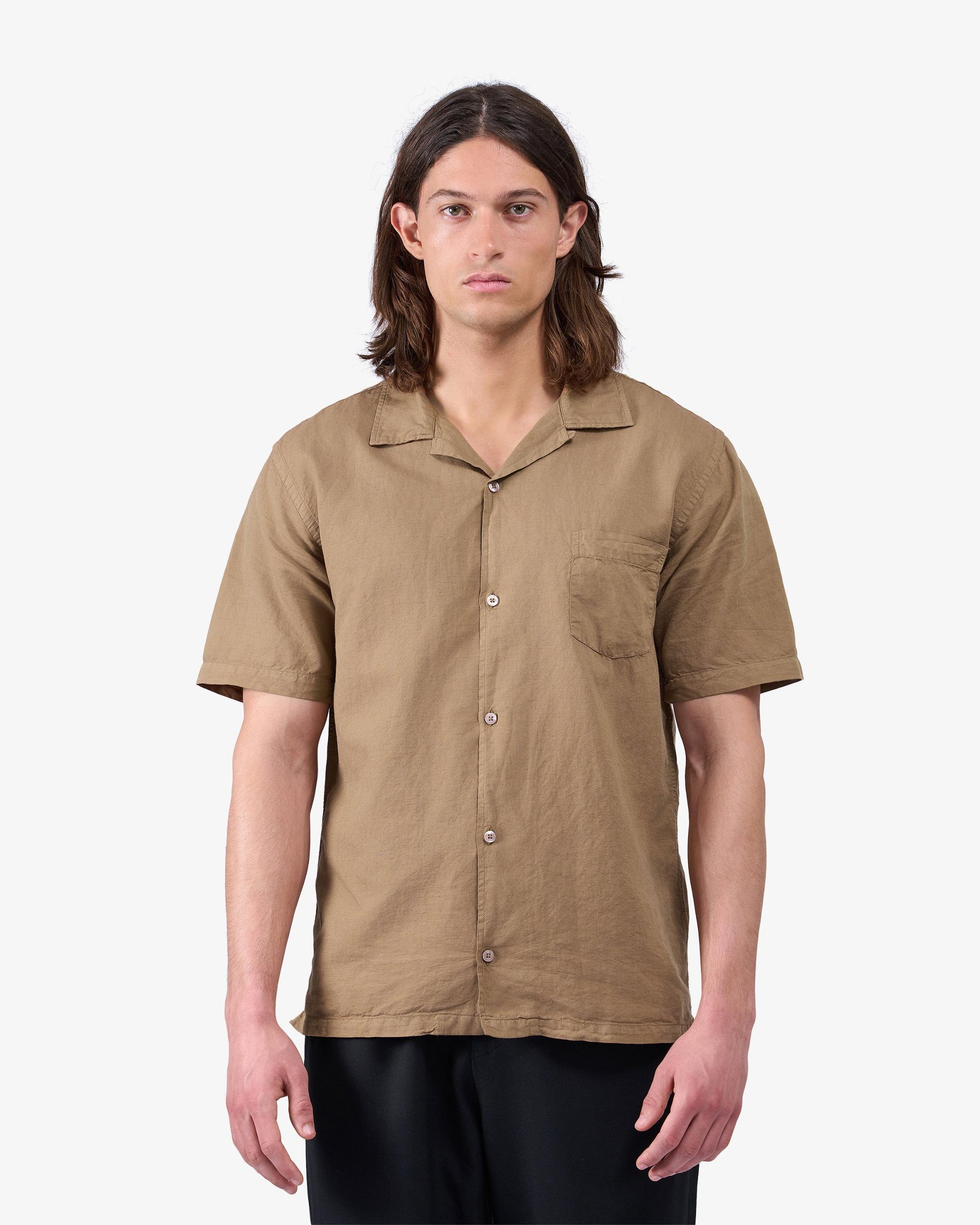 Linen Short Sleeved Shirt - Lava Grey Product Image