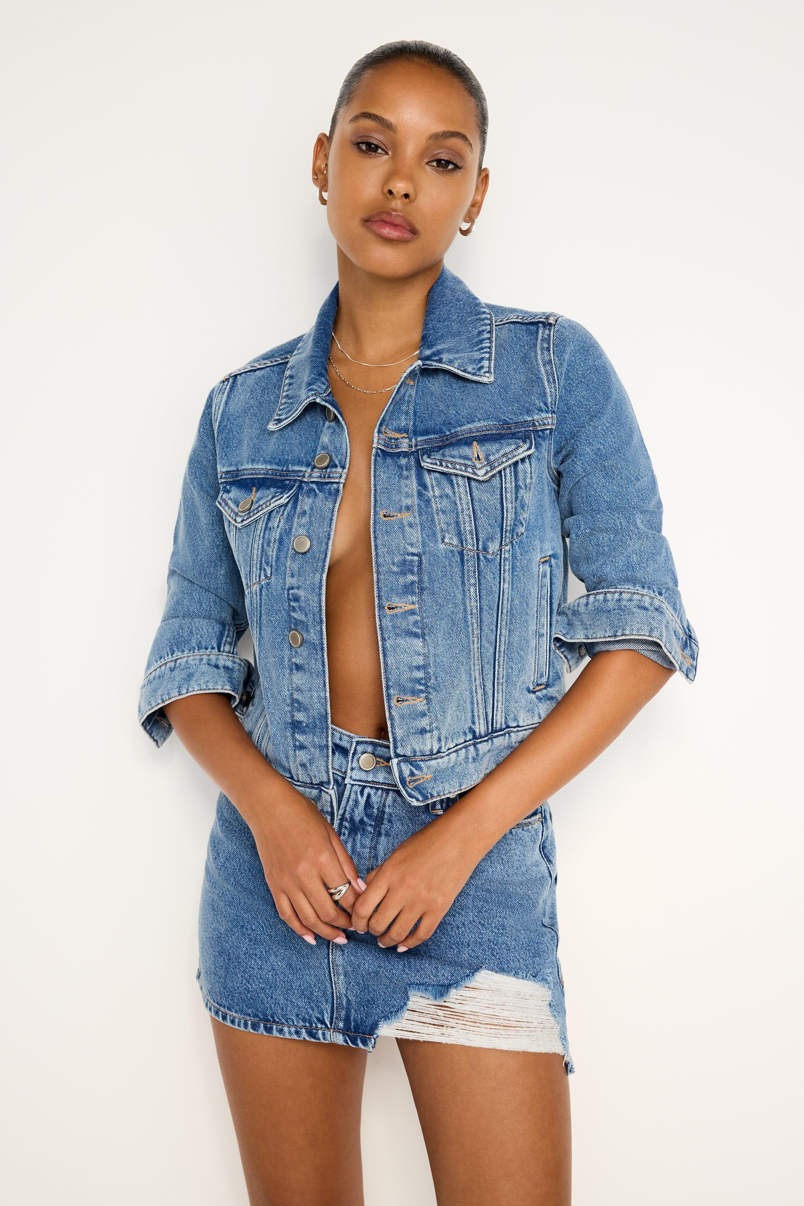 CROPPED TRUCKER JACKET | INDIGO682 Product Image