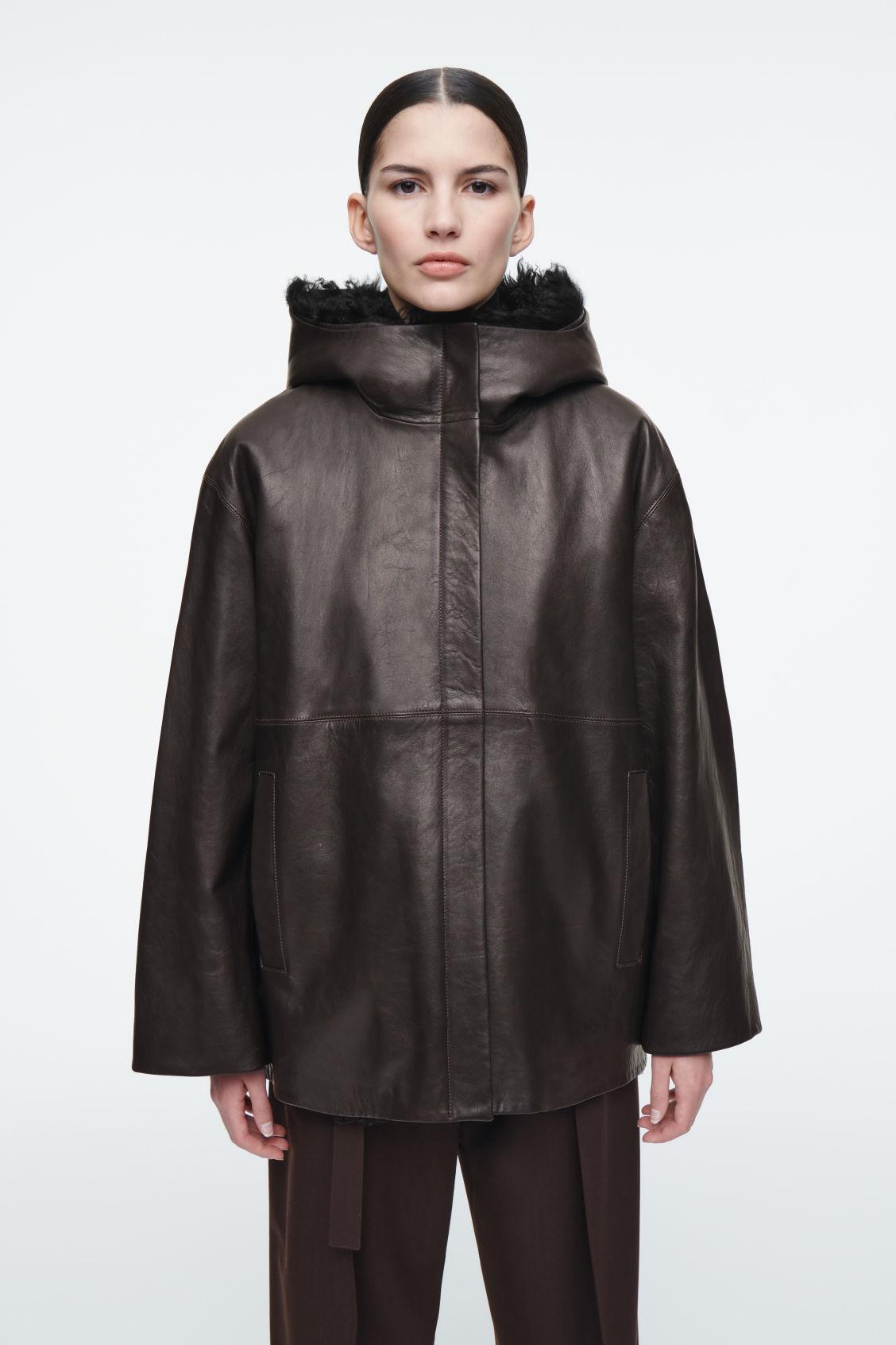 SHEARLING-LINED NAPPA HOODED JACKET Product Image