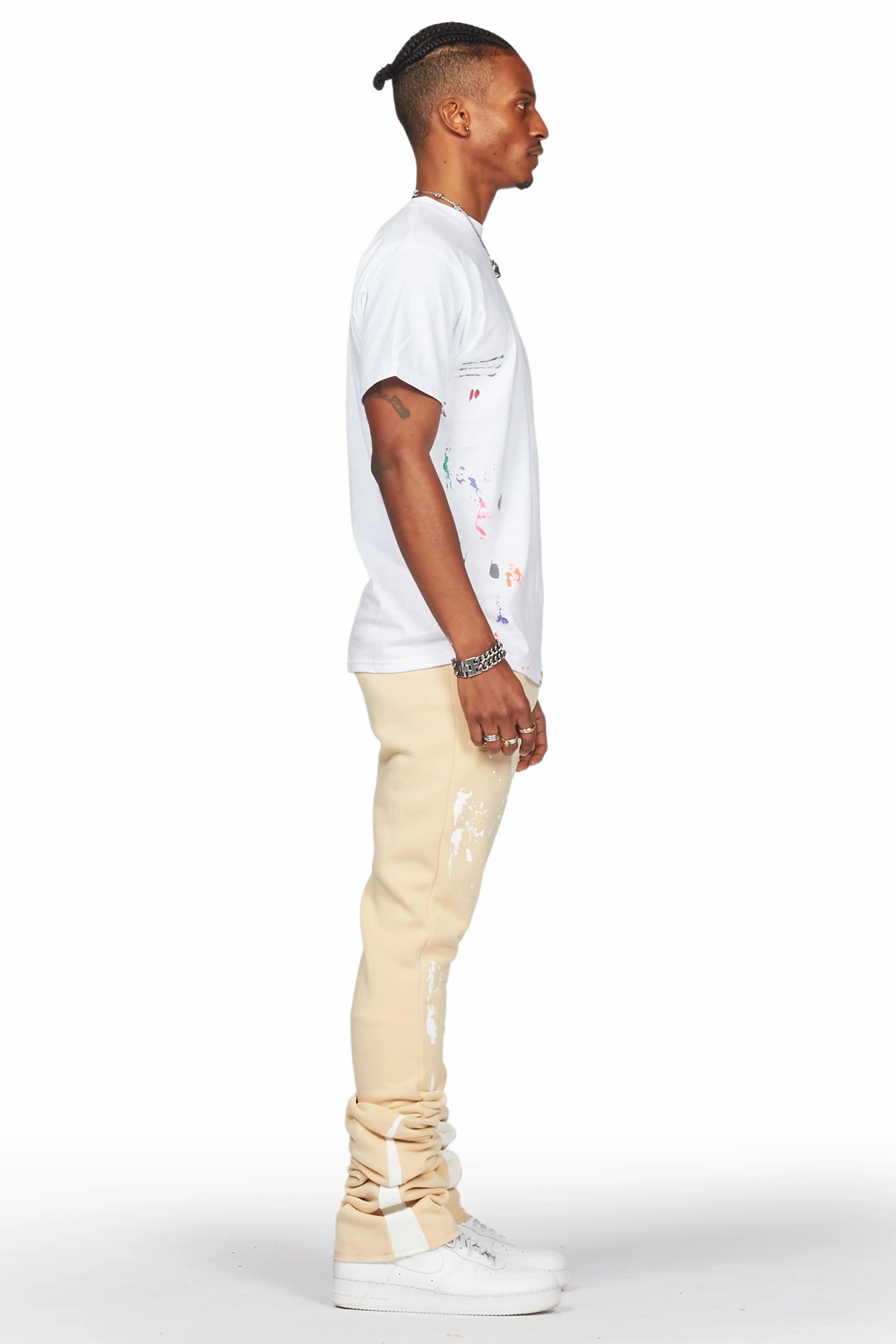 Damone Beige Super Stacked Flare Track Pant Male Product Image