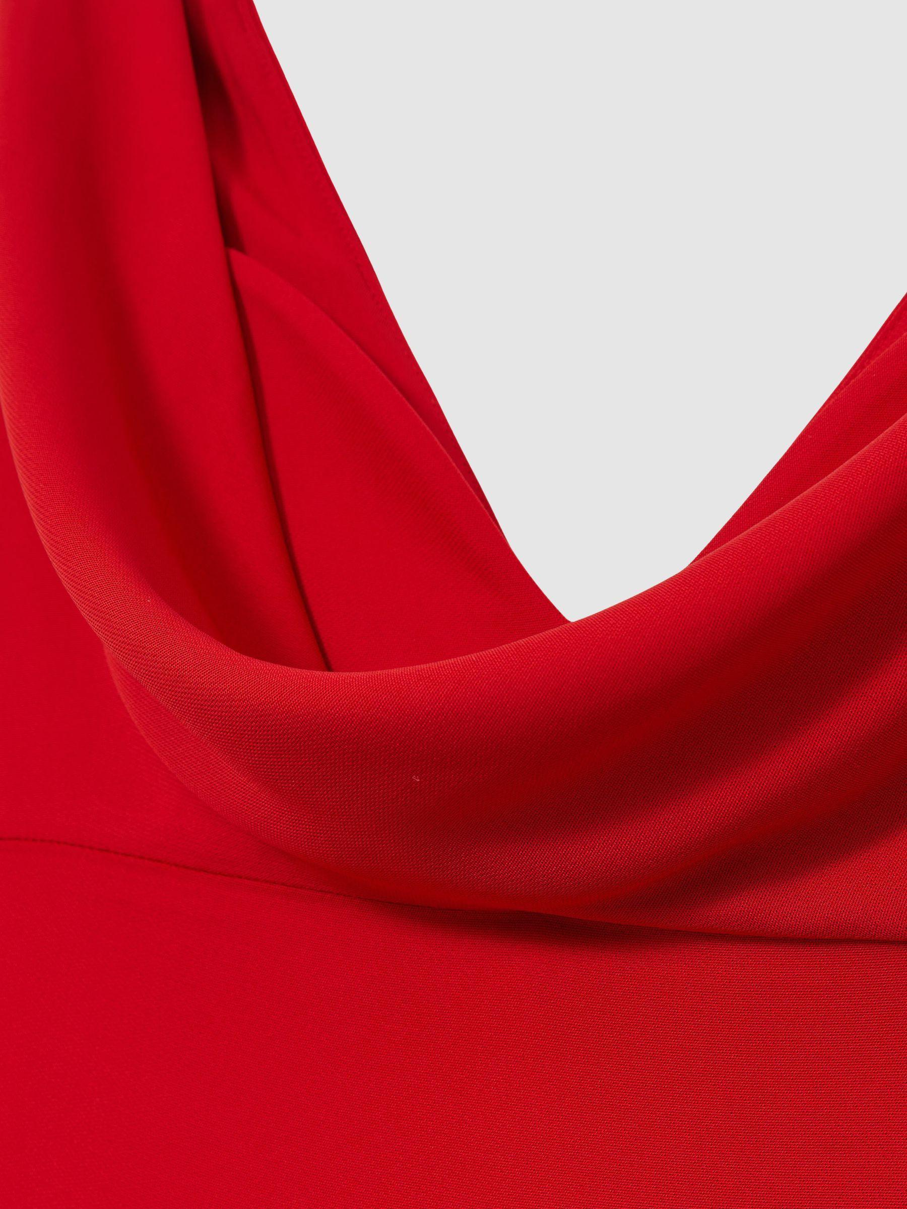 Cowl Neck Sleeveless Maxi Dress in Red Product Image