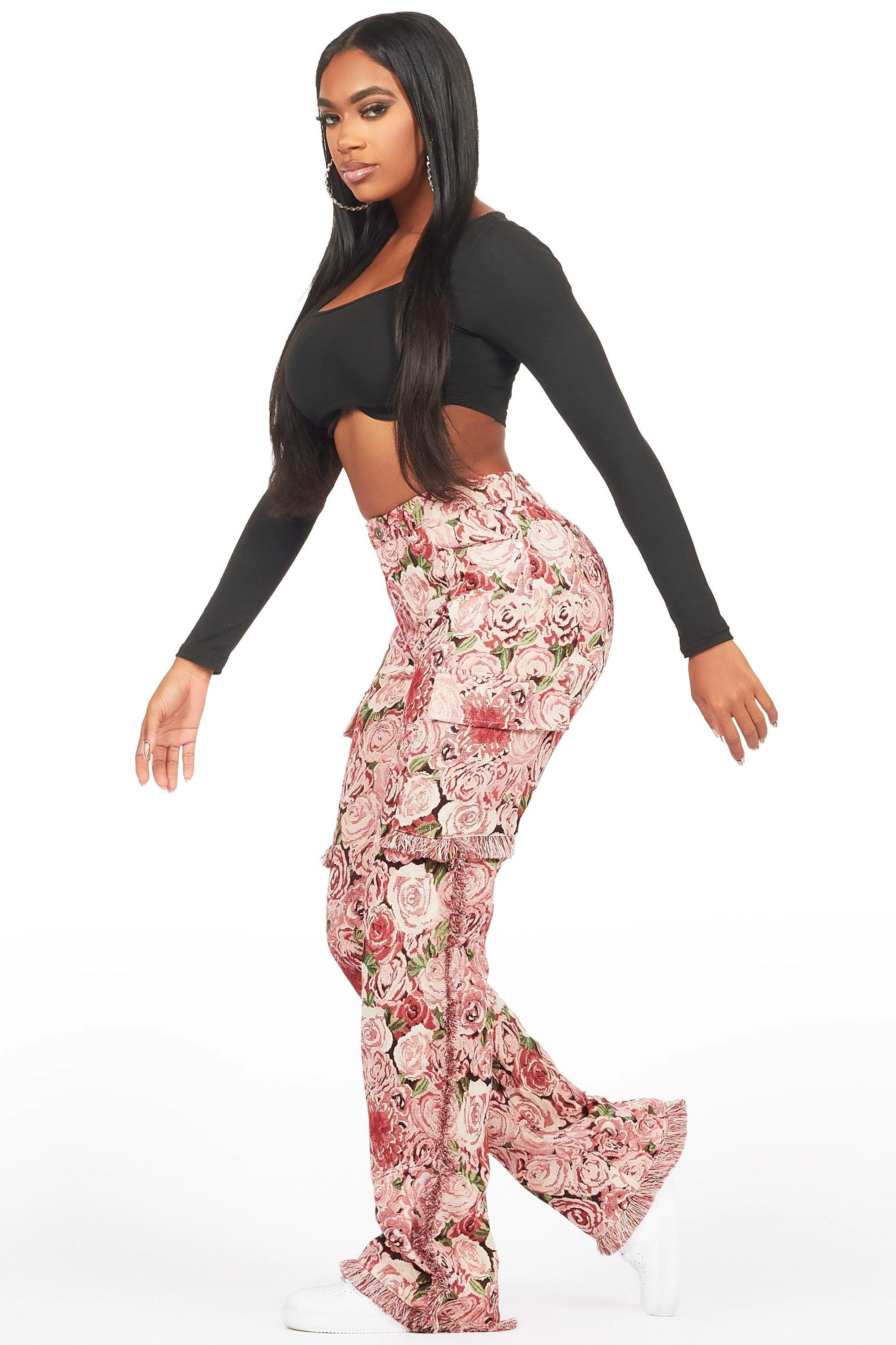 Darresha Pink Floral Tapestry Stacked Pant Female Product Image