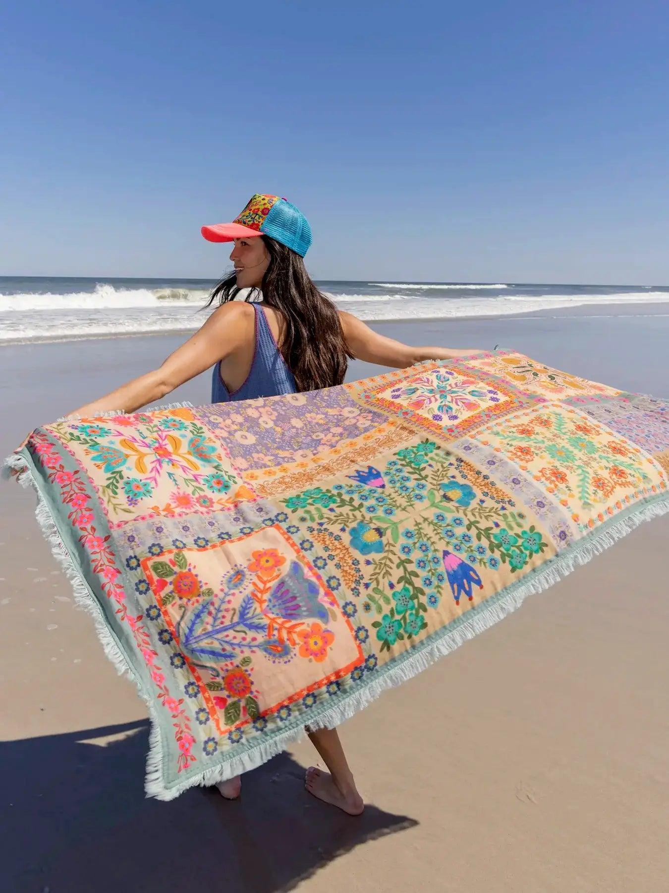 Shabana Beach Towel - Mandala Folk Patchwork Product Image
